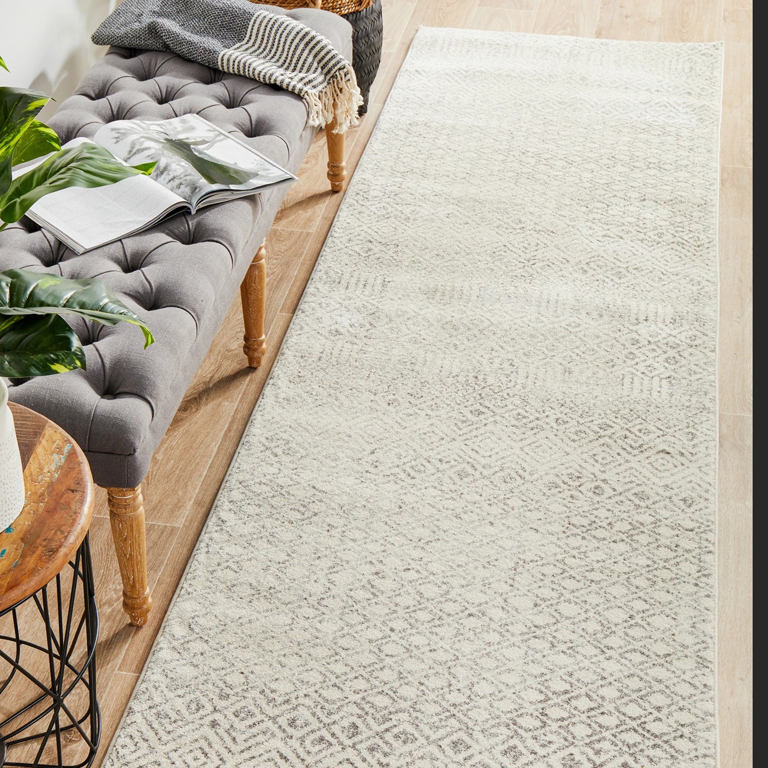 1 Common Ground Rugs Encore 265 500x80cm - Extra Large Runner Power Loomed Pet Friendly Rug - Silver, 1 of 9