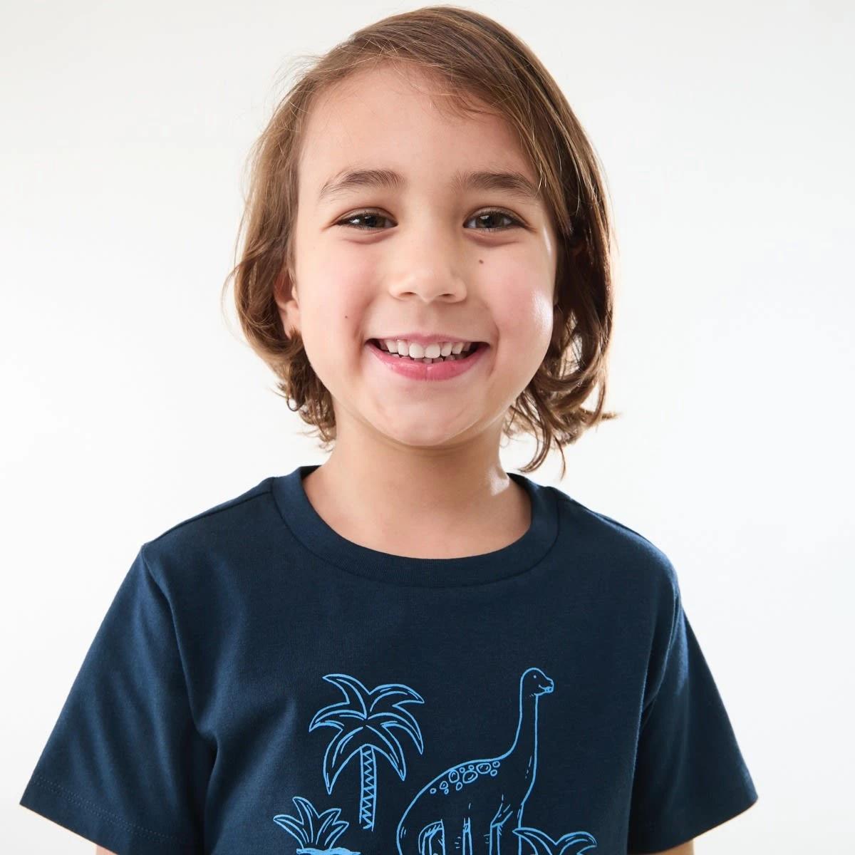3 Short Sleeve Knit Pyjama Set NAVY DINOS, 3 of 6