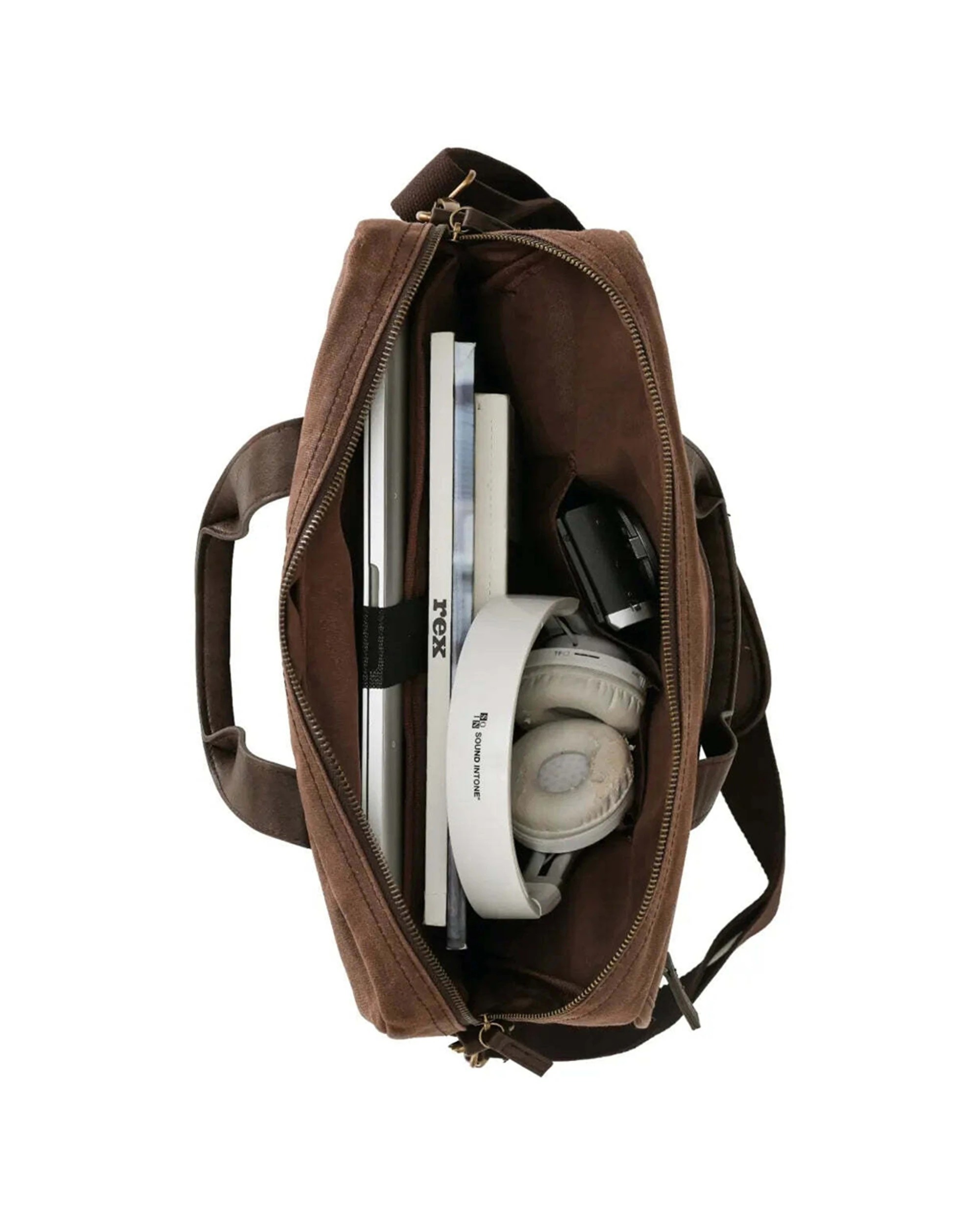 2 Tosca Luggage Waxed Canvas 13in Laptop Briefcase Professional Style Functional Bag - Brown, 2 of 3