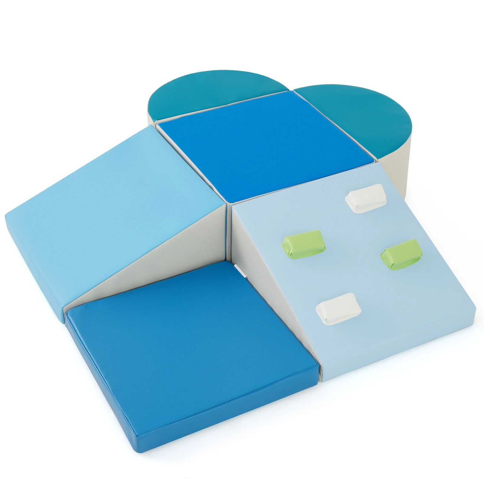1 Costway 6PCS Soft Foam Climbing Blocks Climb & Crawl Play Set - Blue, 1 of 1