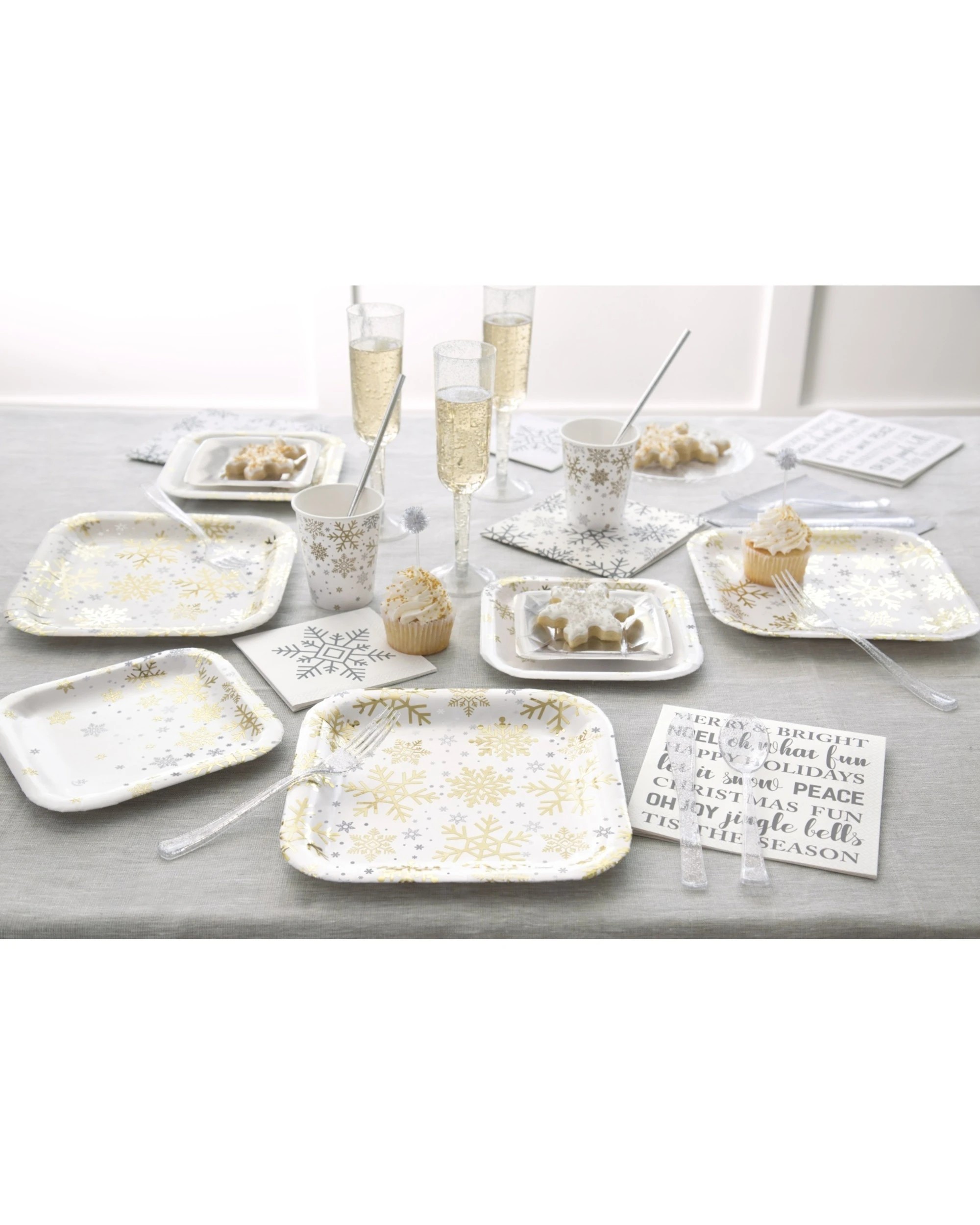 1 Unique Silver and Gold Snowflakes Small Square Paper Plates Pack of 8, 1 of 2