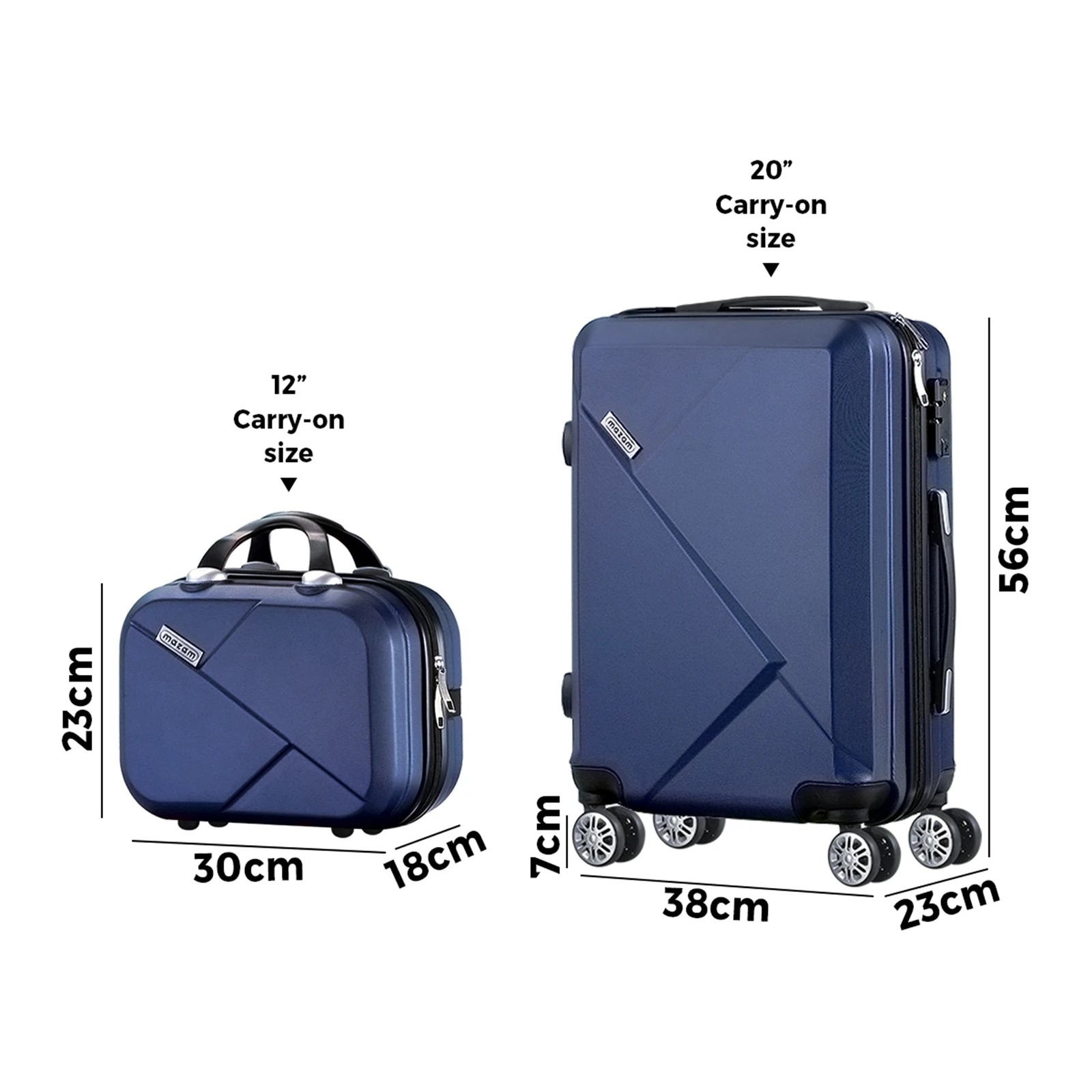 2 Mazam 2PCS Luggage Suitcase Trolley Set - Blue, 2 of 7
