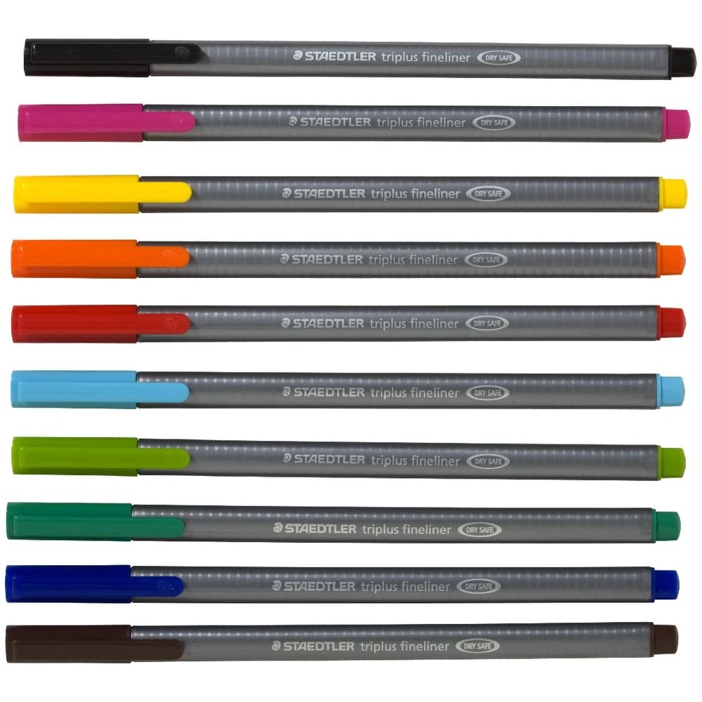 2 Staedtler Triplus 0.3mm Fineliners 334 Assorted 10 Pack, 2 of 10
