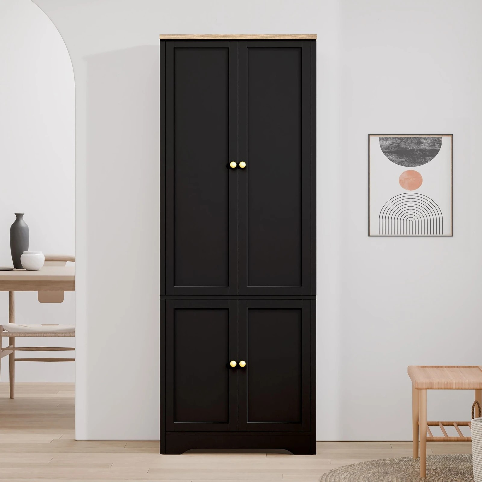 4 Alfordson Buffet Sideboard Cupboard Cabinet Kitchen Hallway Storage Shelf - Black, 4 of 10