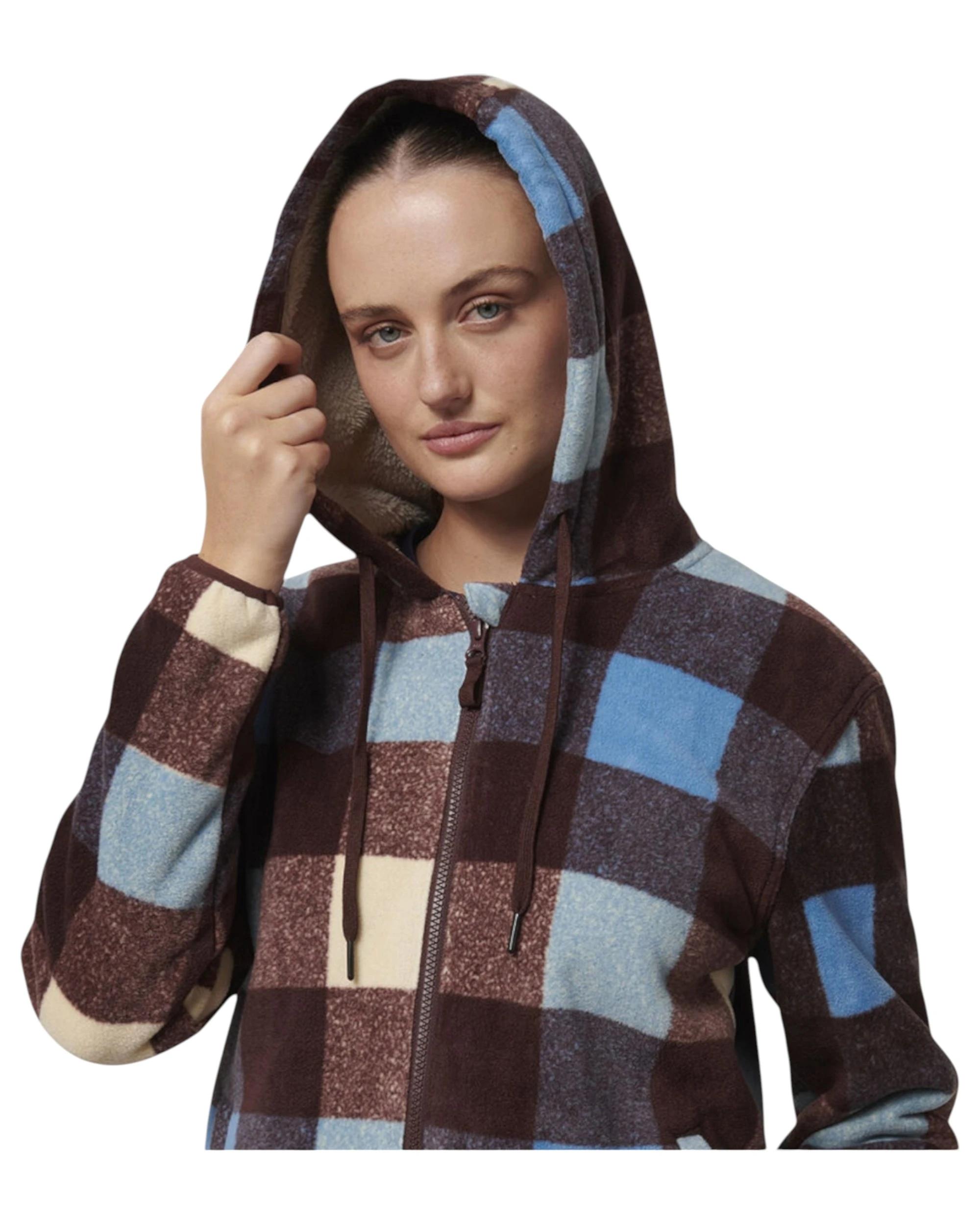 4 Hard Yakka Womens Check Zoodie Fleece Zip Up Hoodie Mocha MOCHA, 4 of 10