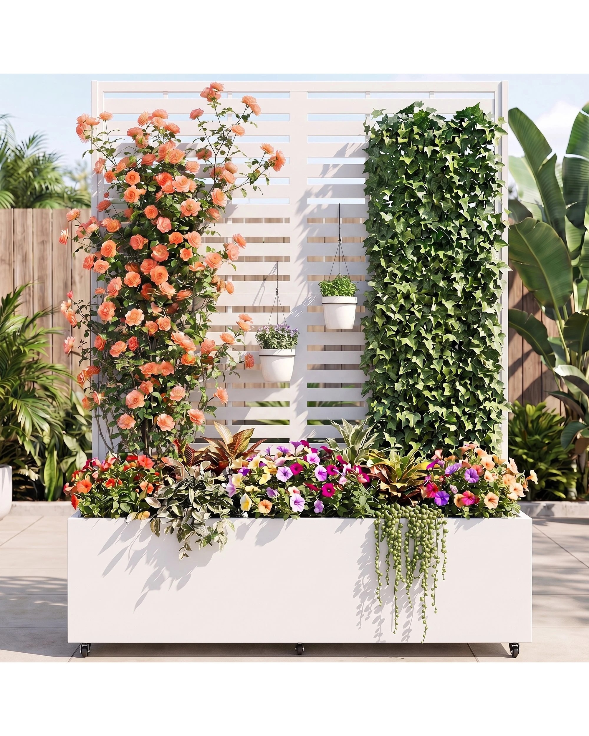 Advwin Metal Planter Box, Galvanized Steel Privacy Fence Trellis ...