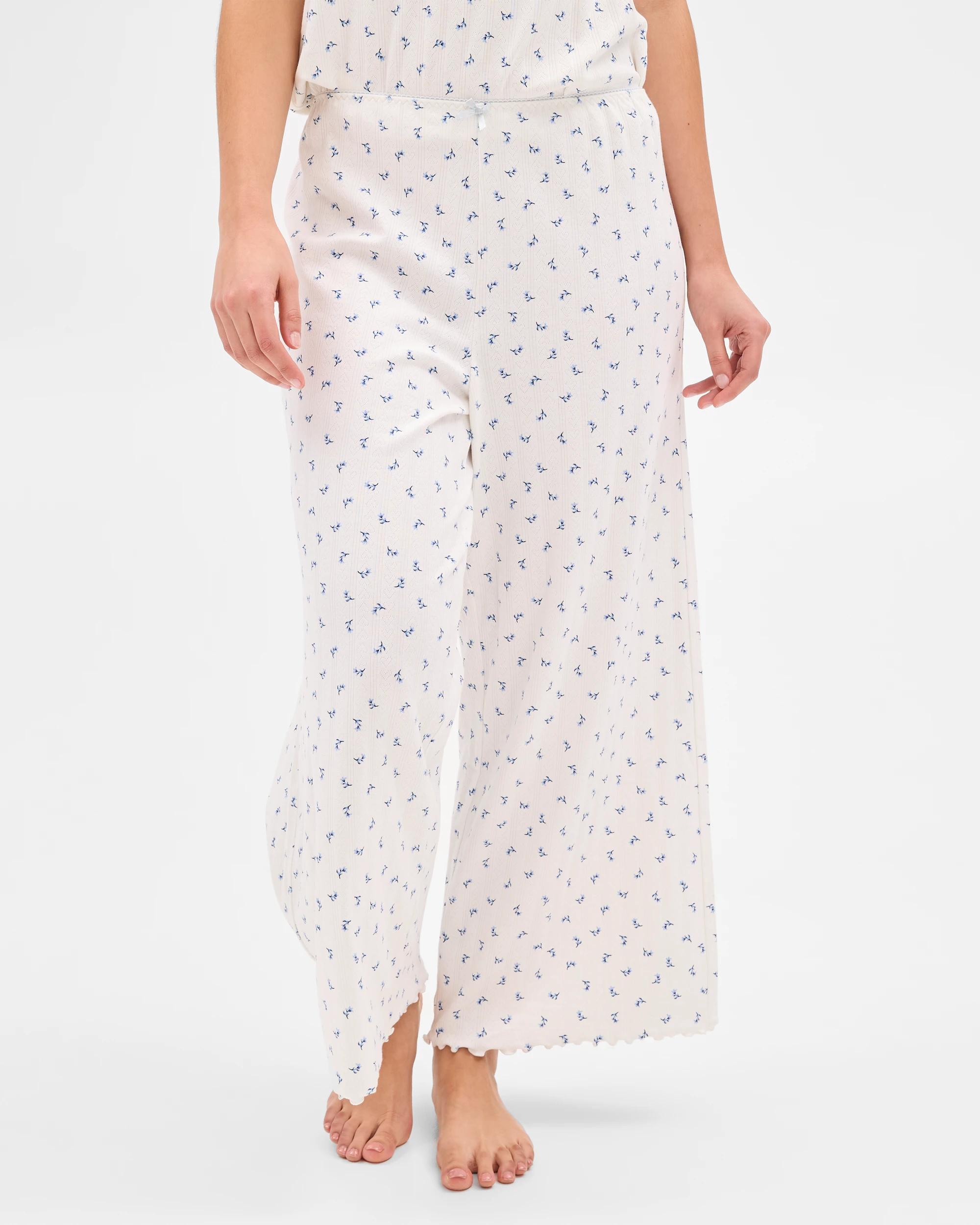 3 Target Womens Australian Cotton Pointelle Sleep Pants DITSY BLUE/WHITE, 3 of 7