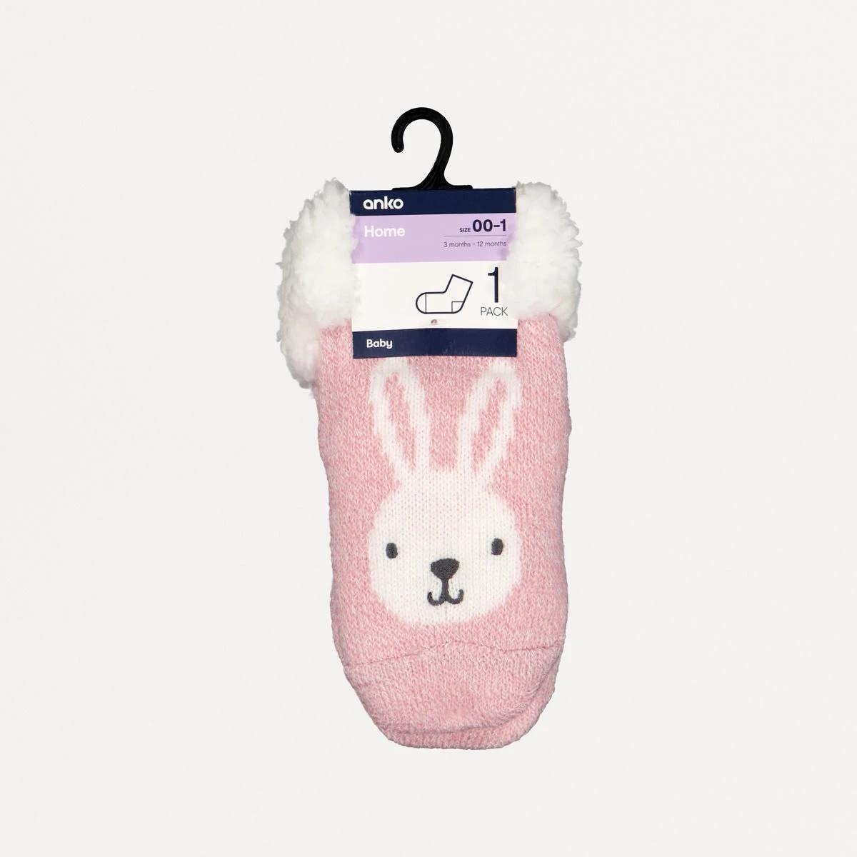 2 Home Socks Pnk Bunny, 2 of 2
