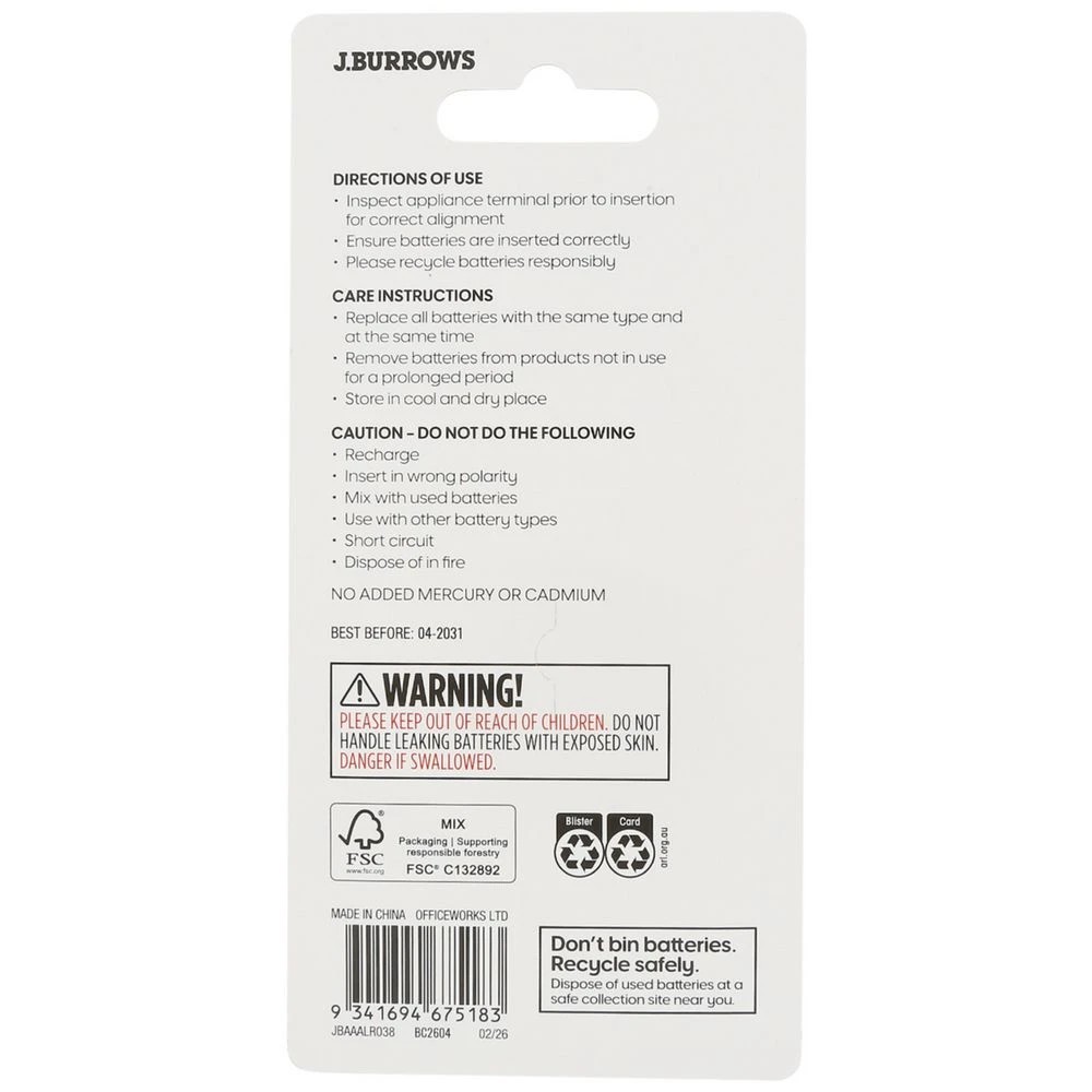2 J.Burrows AAA Batteries 8 Pack, 2 of 6