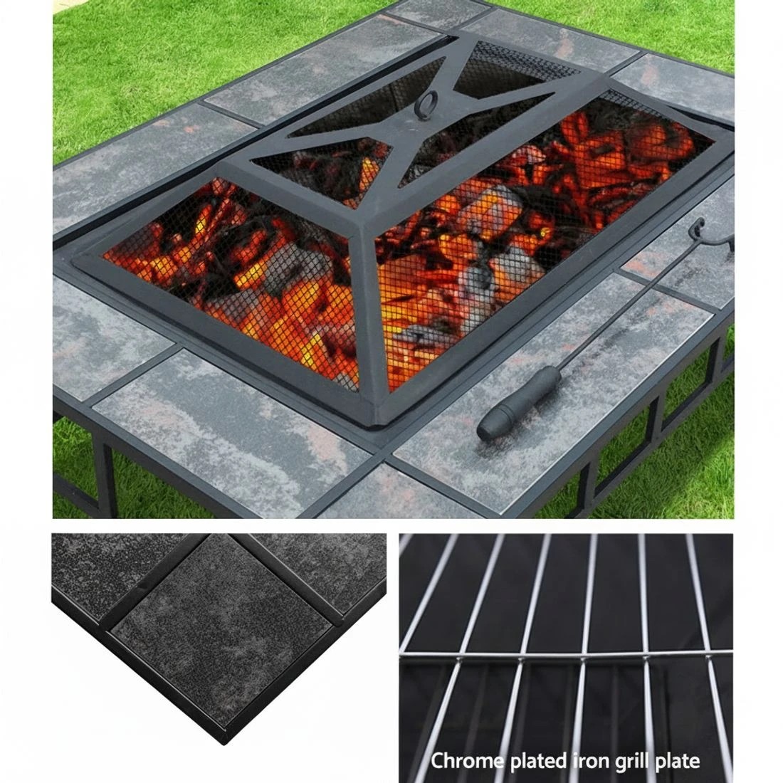 5 Grillz Fire Pit BBQ Grill Ice Bucket 3-In-1 - Black, 5 of 6