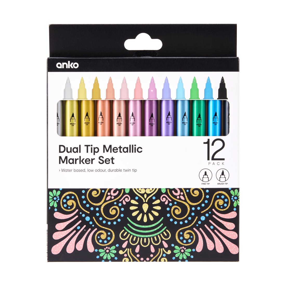 1 12 Pack Dual Tip Metallic Marker Set, 1 of 6