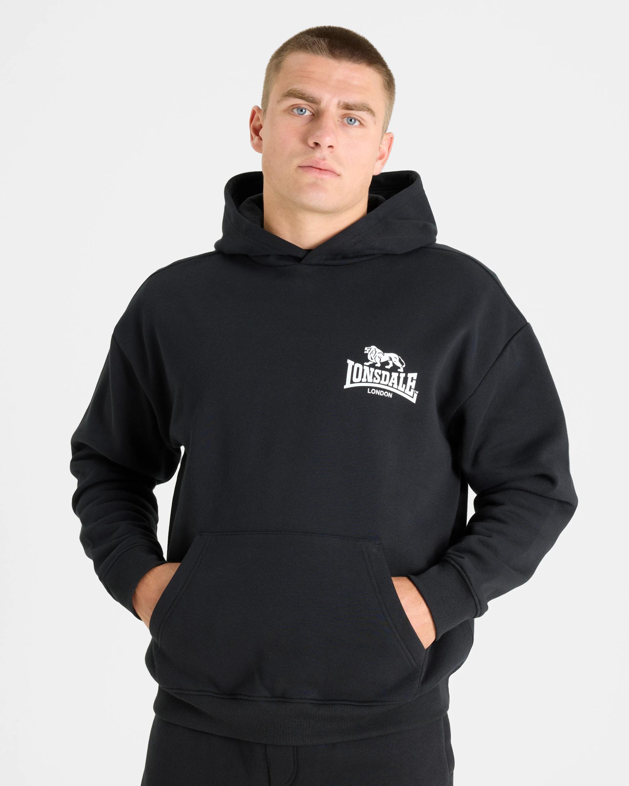 1 Lonsdale London Relaxed Sport Hoodie BLACK, 1 of 3