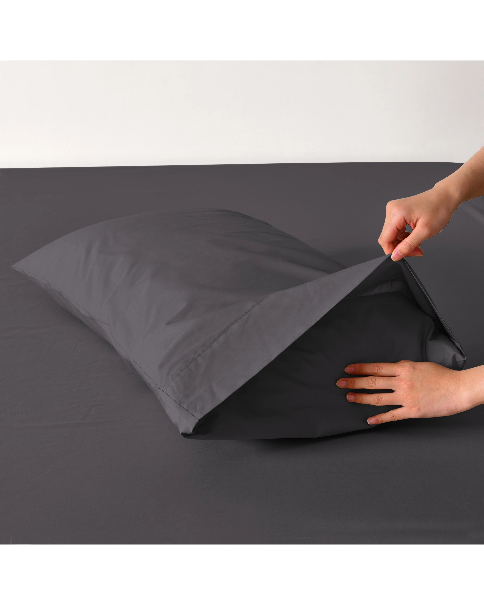 5 Dreamaker 300TC Cotton Percale King Pillowcase Twin Pack - Charcoal, 5 of 7