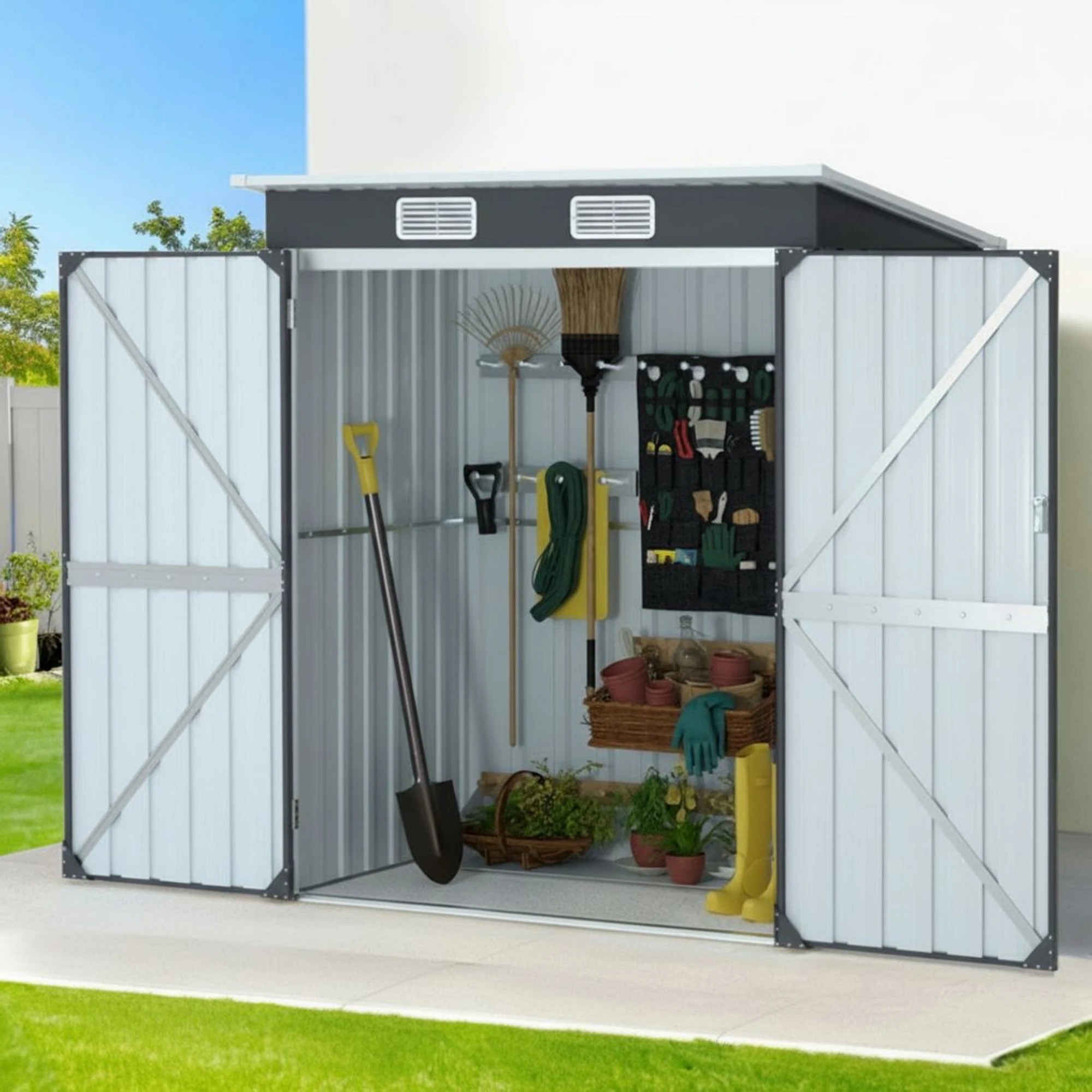 5 Giantz Garden Shed Outdoor Storage Tool Workshop House Shelter - Grey, 5 of 7