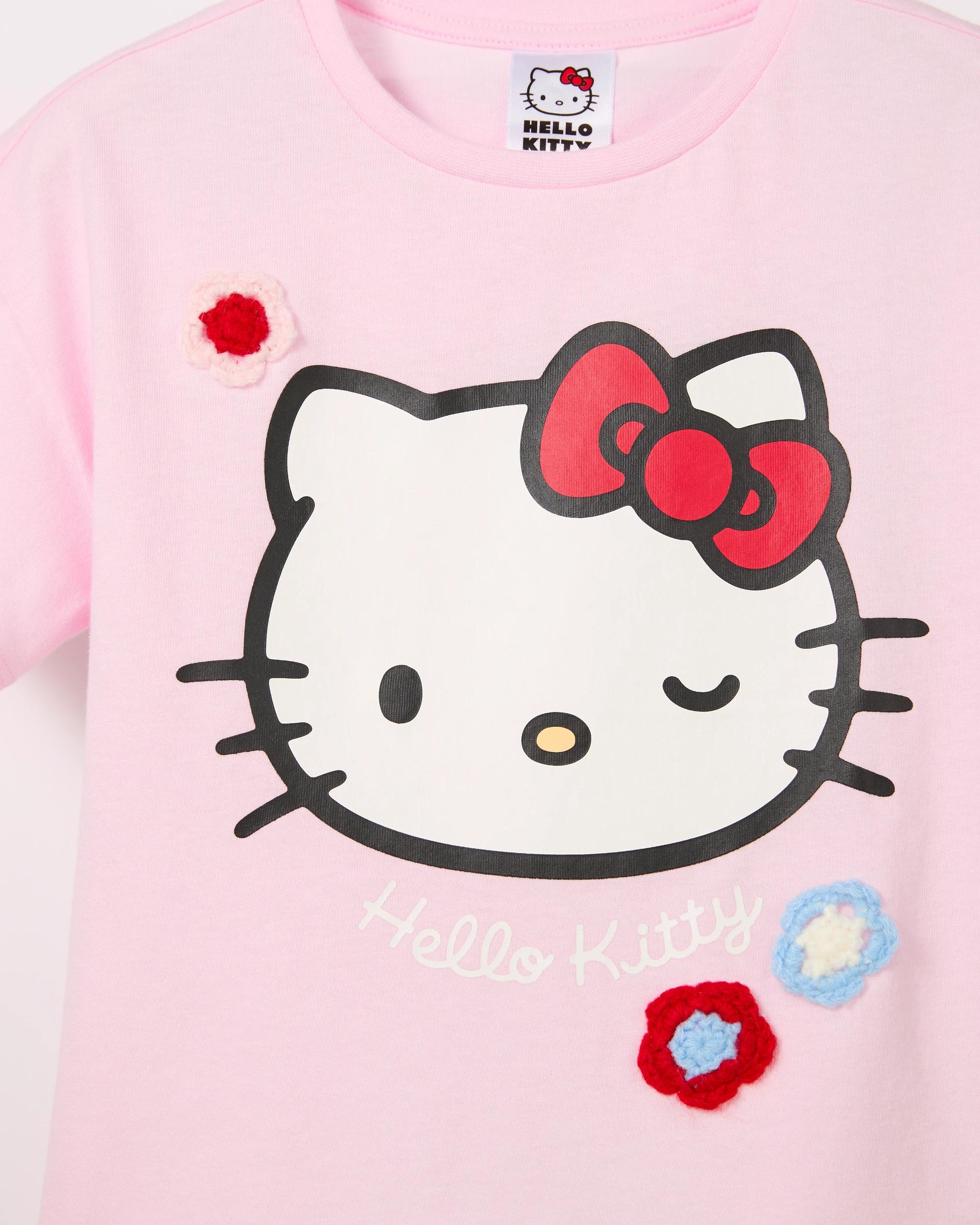 2 Hello Kitty Girls Crochet Flower T-shirt - Pink, Cotton PINK, 2 of 2