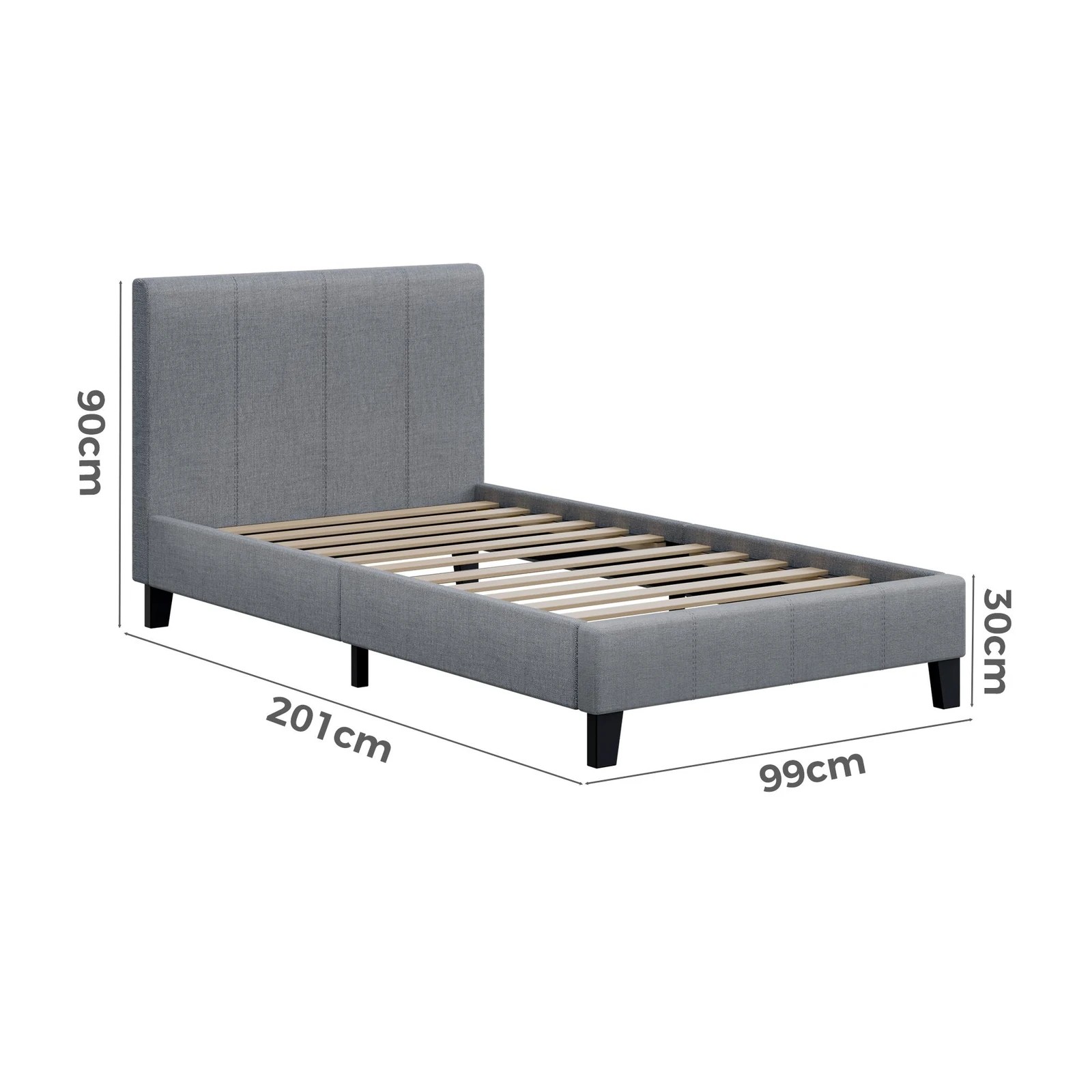 10 Alfordson Bed Frame Single Size Mattress Base Wooden Platform Fabric - Grey, 10 of 10