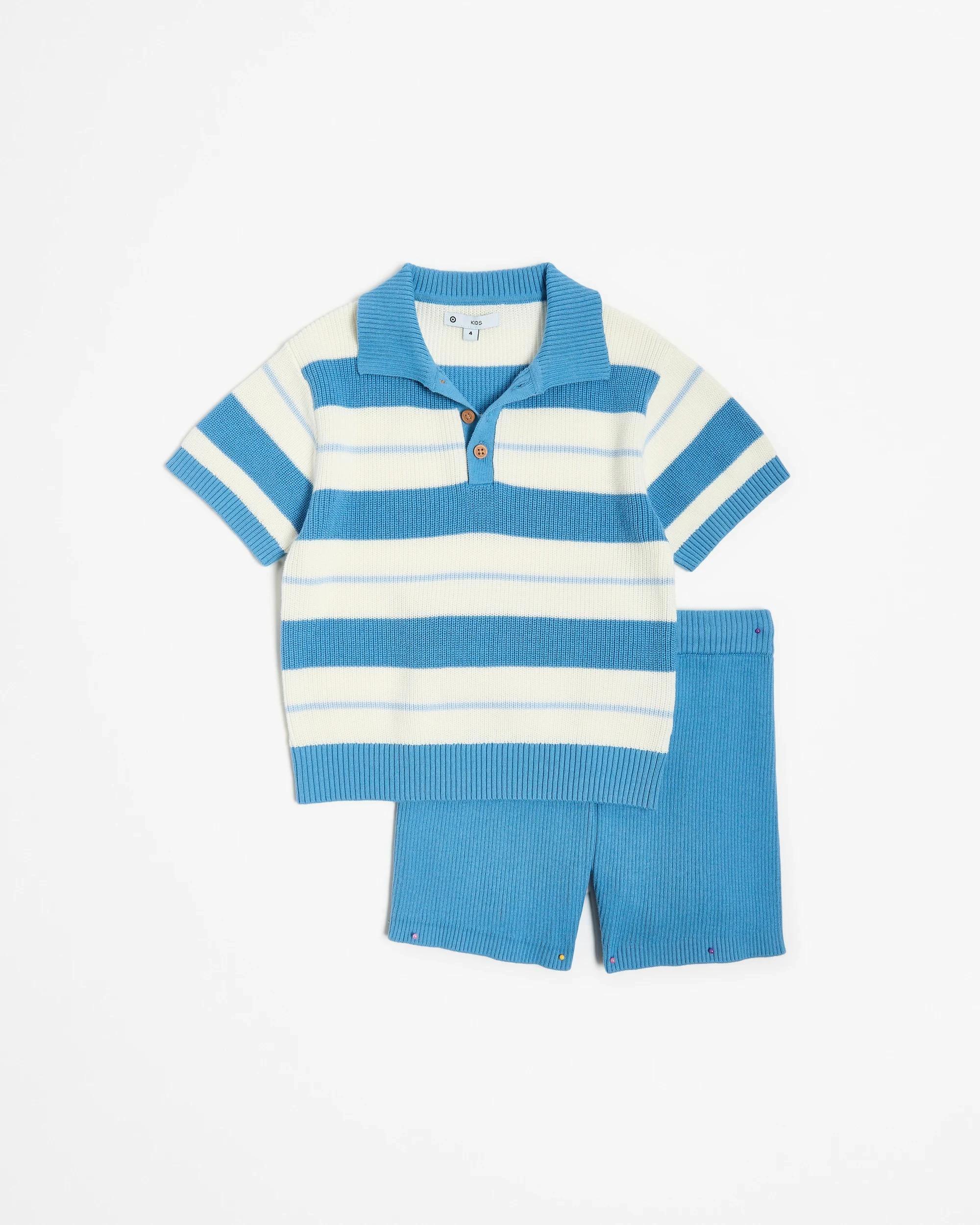 5 Target Australian Cotton Knit Polo and Short 2 Piece Set BLUE, 5 of 6