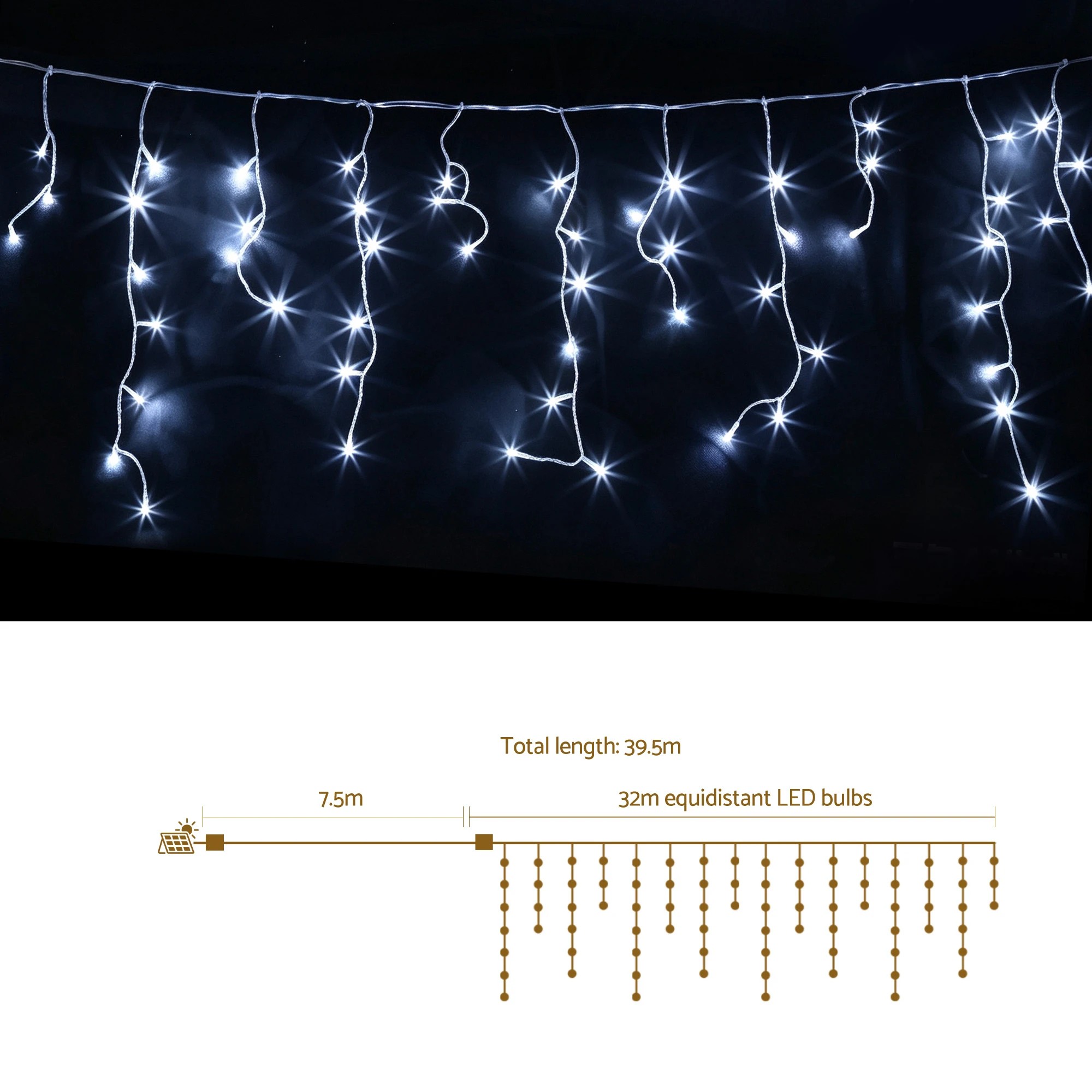 2 Jingle Jollys 32M Christmas Lights Solar Icicle String Lights 960 LED - Blue, 2 of 10