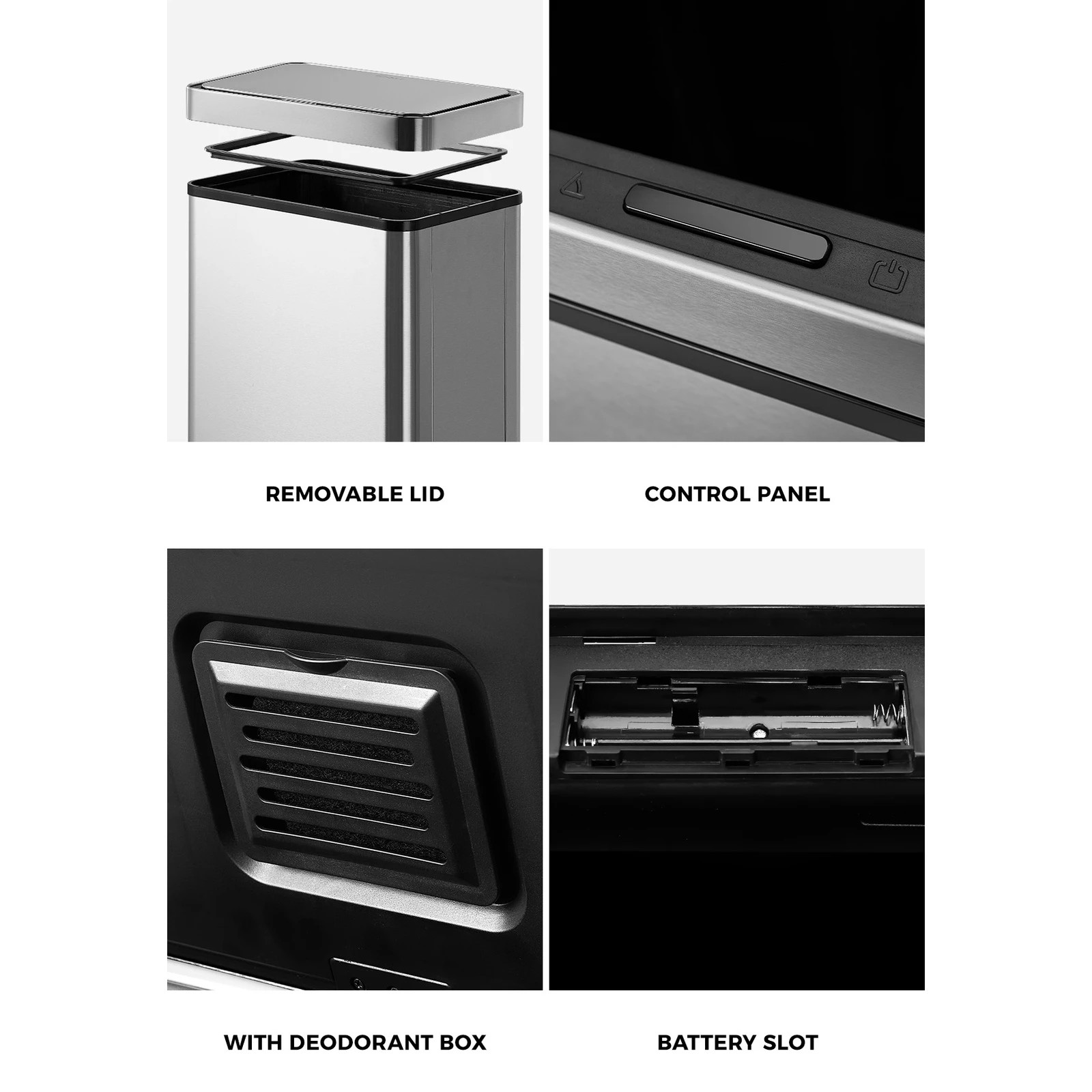 5 Oikiture 75L Motion Sensor Bin Automatic Rubbish Trash Can - Silver, 5 of 10