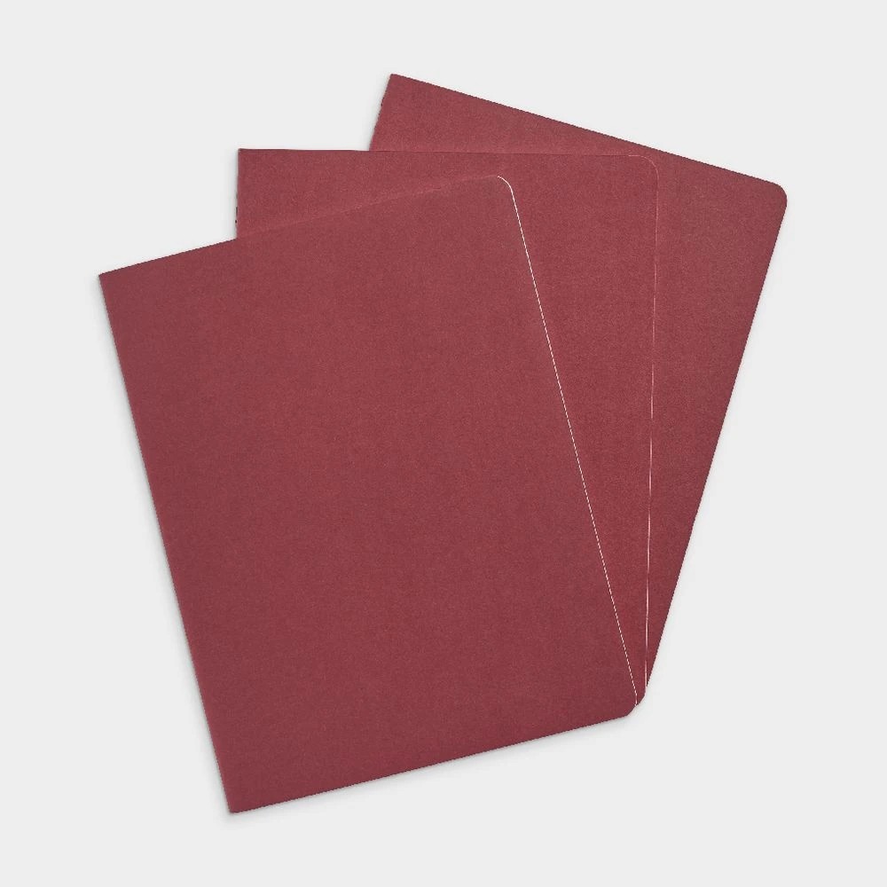 3 Moleskine Cahier Extra Large Notebook Plain 3 Pack Red, 3 of 4