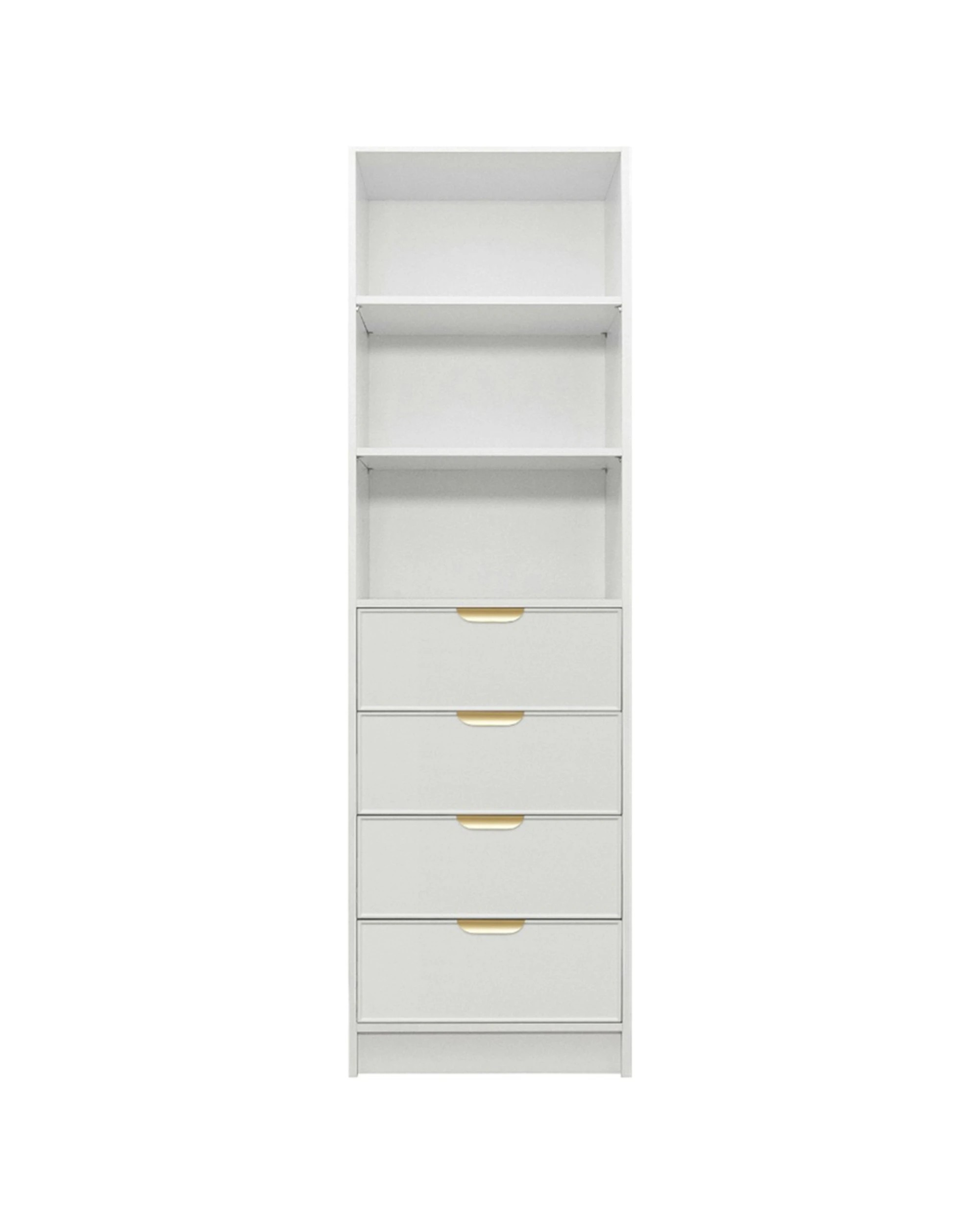 1 European Cabinetry Malmo Slim Panel Walk In Wardrobe Brass Pull Handle - White, 1 of 2