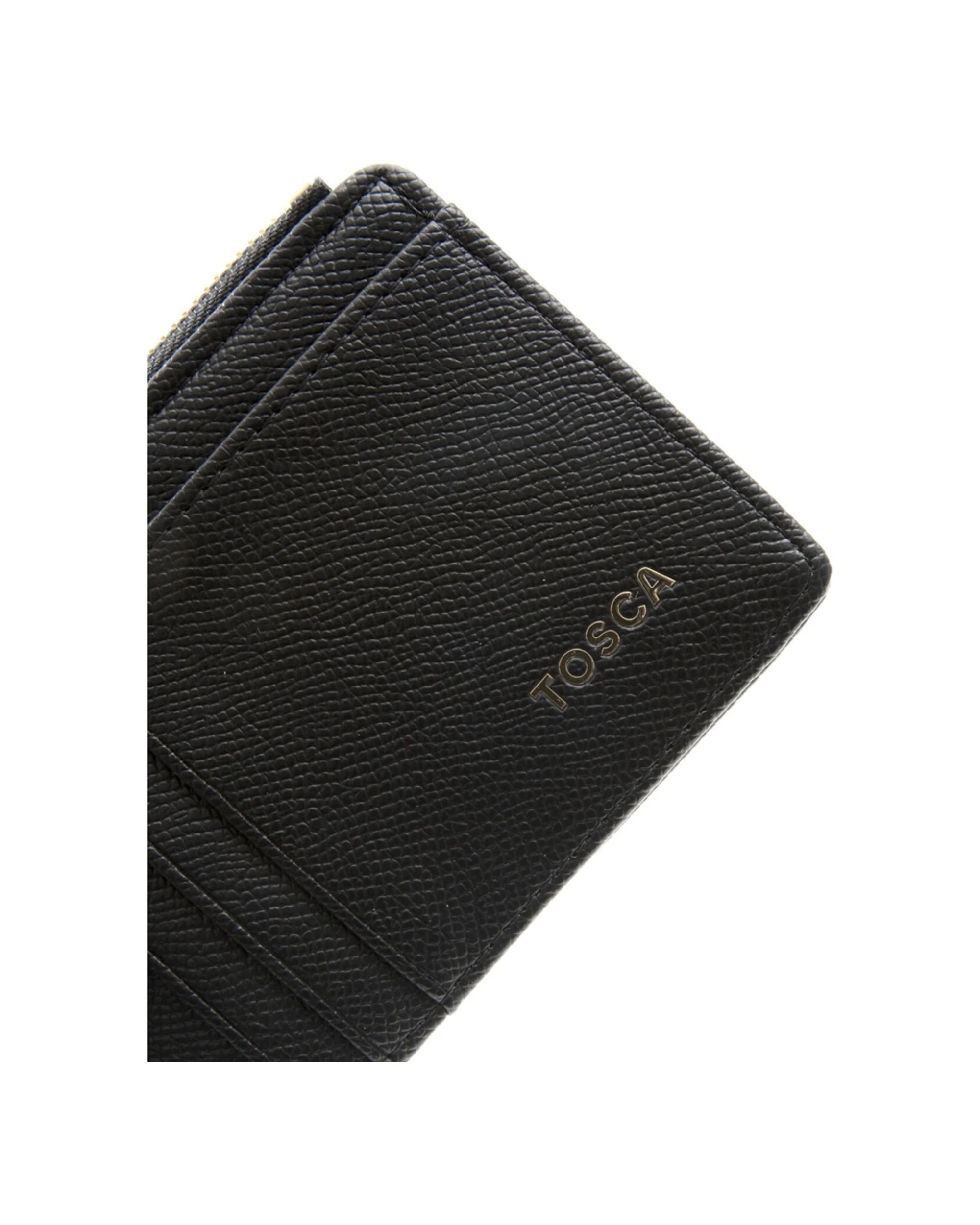 4 Tosca PU Wallet Textured Leather Cardholder Zip Around Slim Design - Black, 4 of 5