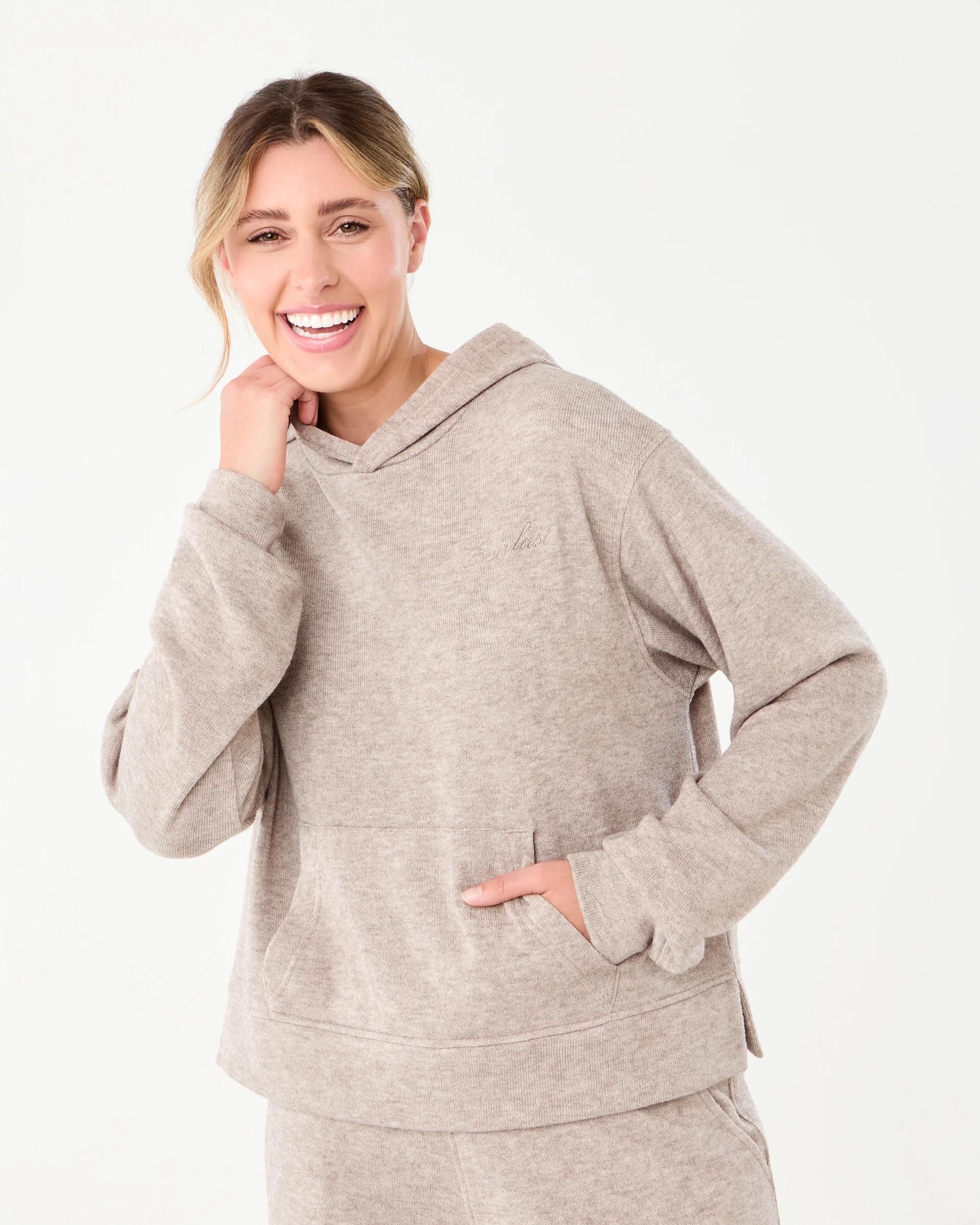 5 Everlast Womens Terry Towelling Hoodie Mushroom, 5 of 9