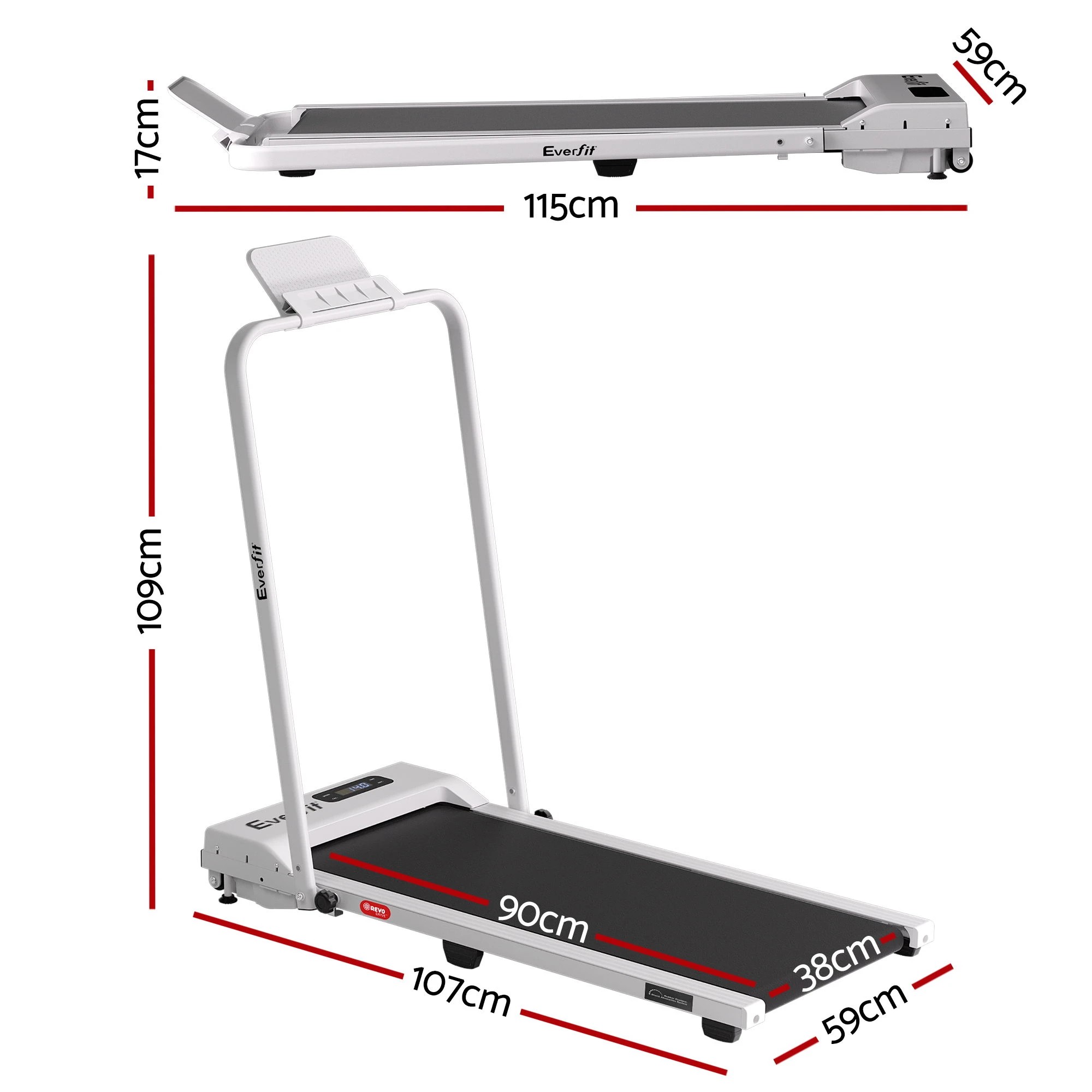 3 Everfit 3 in 1 Walking Pad Treadmill 12% Incline Foldable Under Desk Treadmills for Home Gym - White, 3 of 9