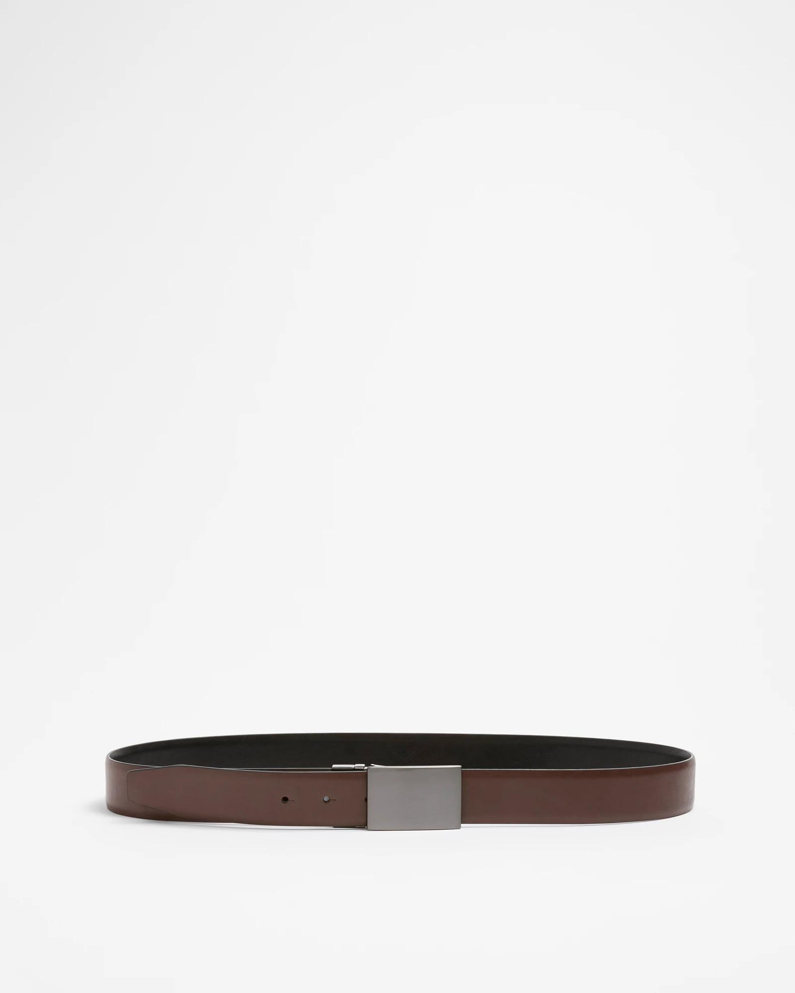 5 Target Mens Leather Plate Buckle Reversible Belt BLACK BROWN, 5 of 5