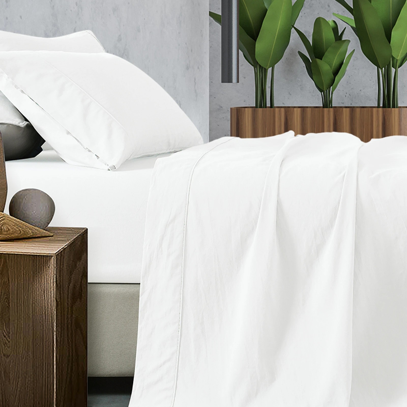 9 Royal Comfort Vintage Wash 100% Cotton Sheet Set Fitted Flat Sheet Pillowcases - King Bed - White, 9 of 9