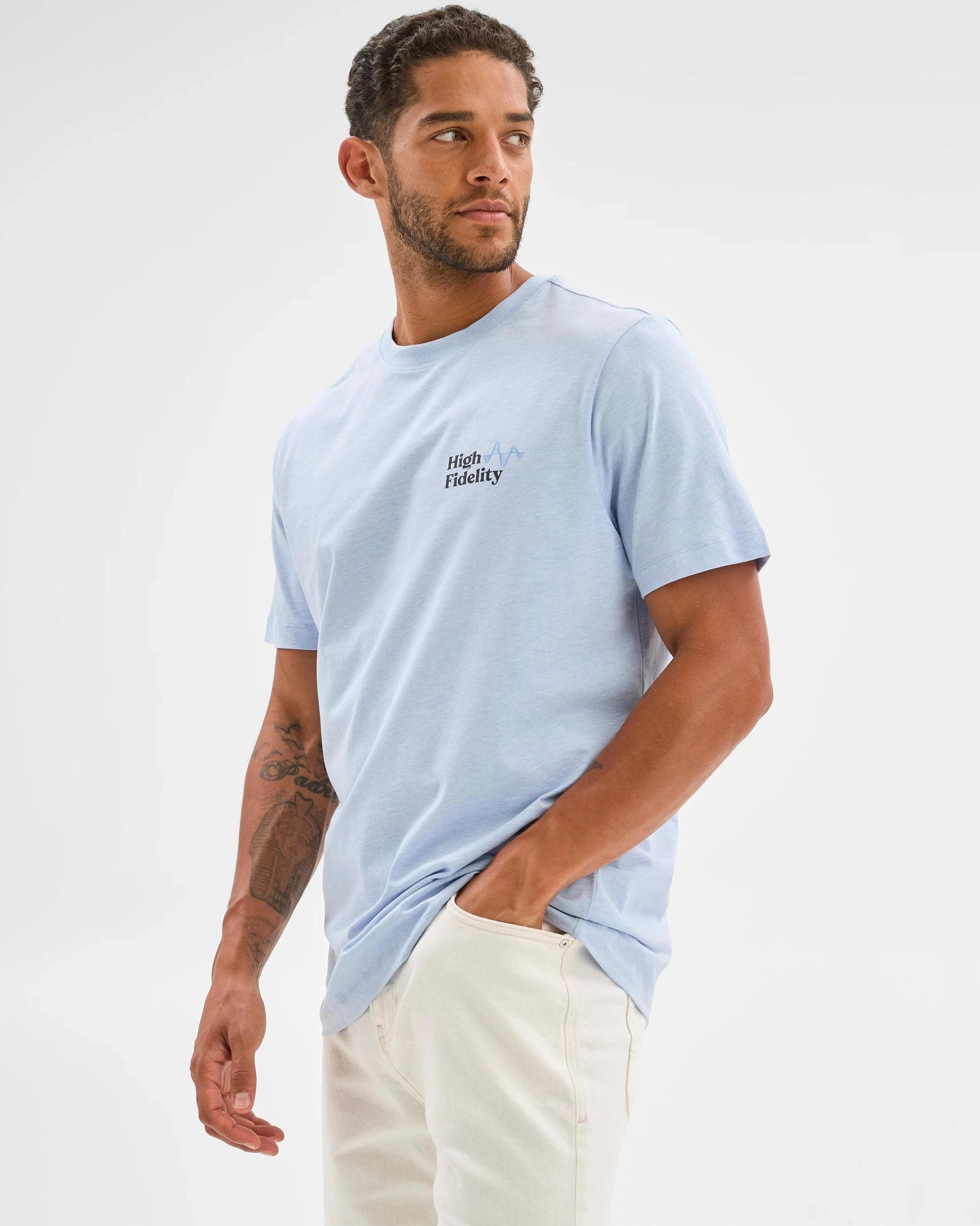 1 Target Australian Cotton Rich Frequency Print T-Shirt LIGHT BLUE MARLE, 1 of 6