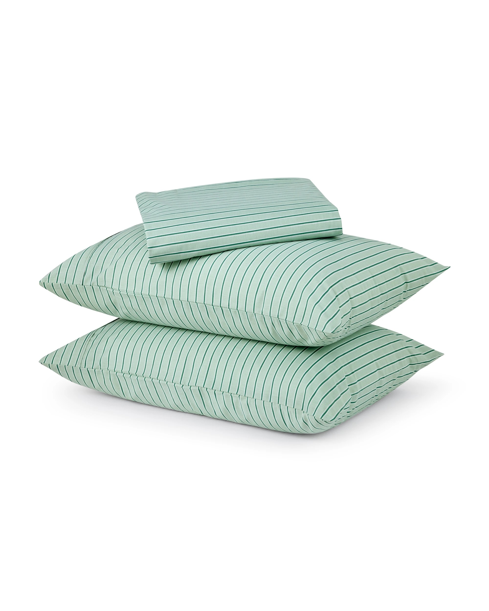 1 250 Thread Count Cotton Stripe Sheet Set - Queen Bed, Sage, 1 of 7