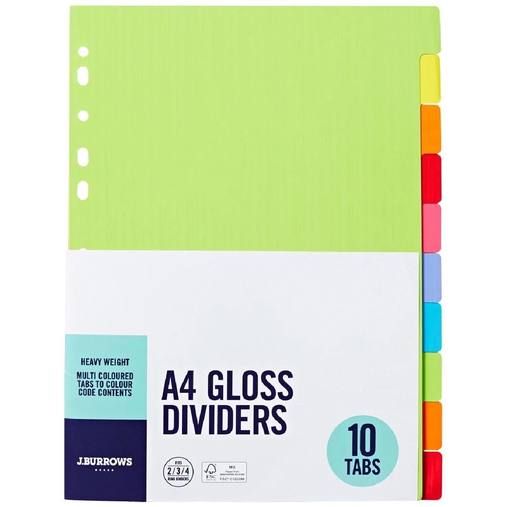 1 J.Burrows A4 10 Tab Gloss Dividers, 1 of 4