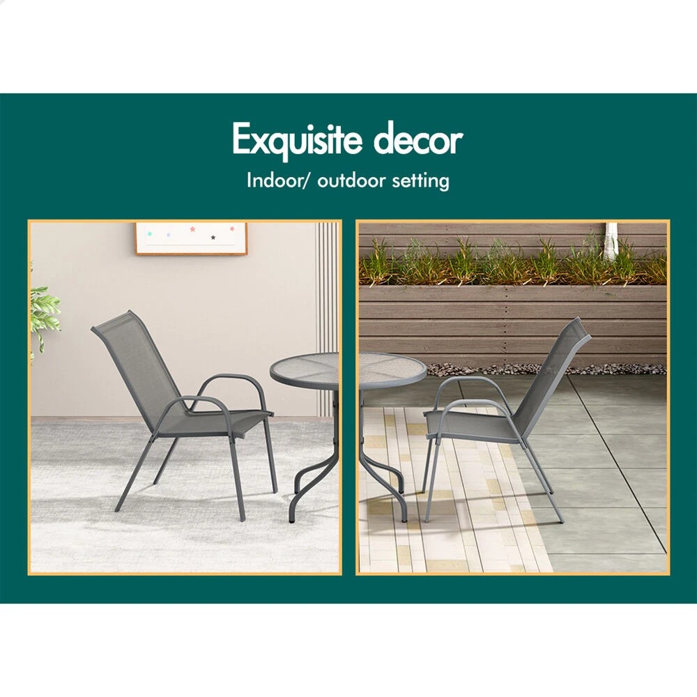 9 Alfordson 3PCS Outdoor Furniture Patio Table and Chairs Set Garden Round - Grey, 9 of 10