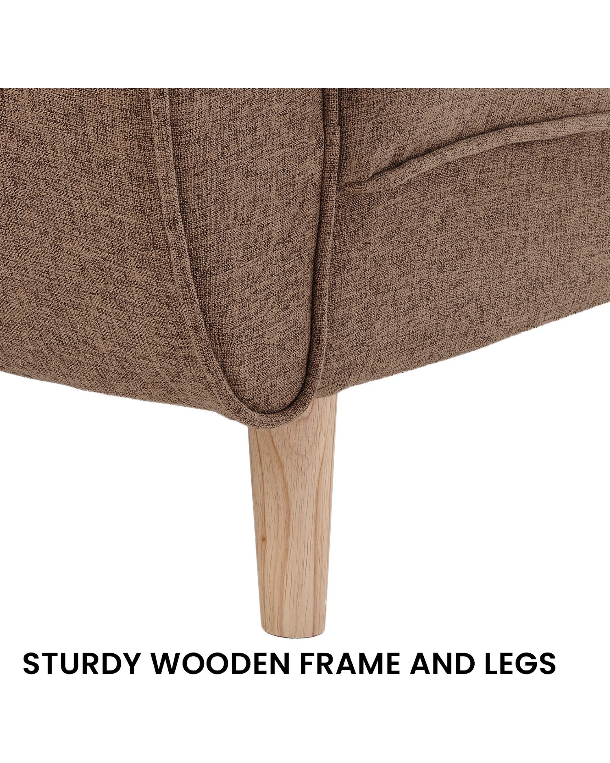 8 Sarantino 3 Seater Modular Linen Fabric Sofa Bed Couch Futon - Brown, 8 of 10