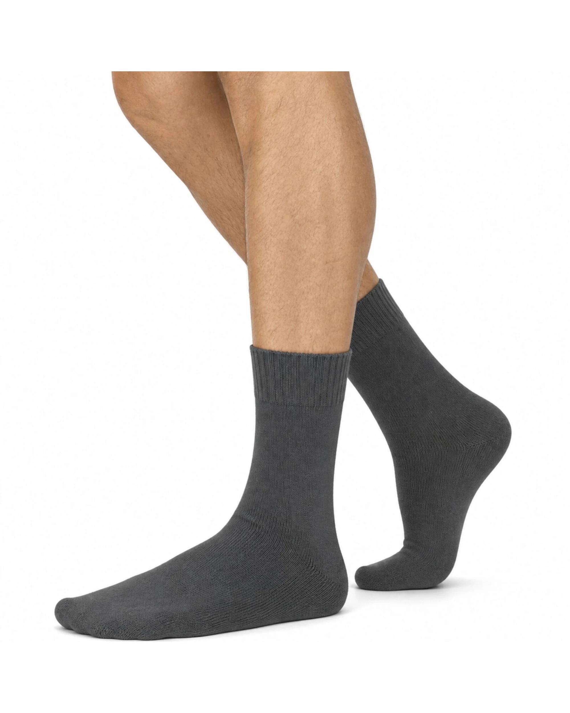 1 BR Home 1 Pair Merino Wool Mens Thermal Diabetic Socks in Grey 11-14 , 1 of 1