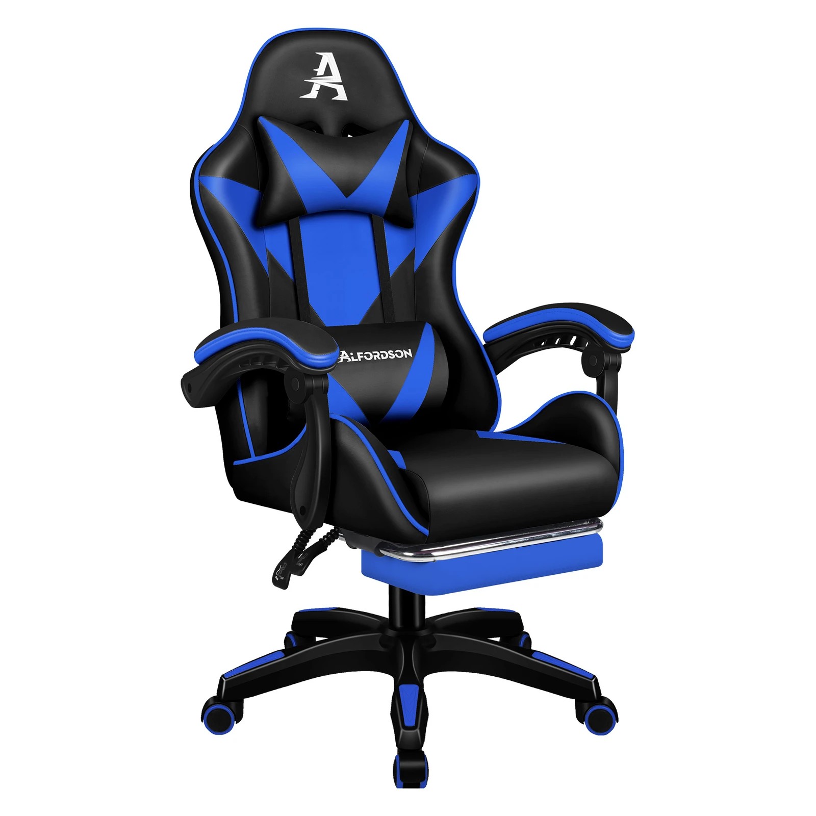 10 Alfordson Gaming Office Chair Massage Computer Footrest Leather - Blue, 10 of 10