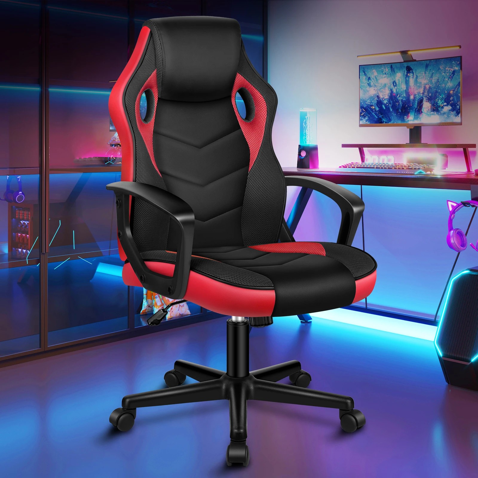 2 Alfordson Gaming Chair Racing Office Executive Computer Seat Work - Red, 2 of 9