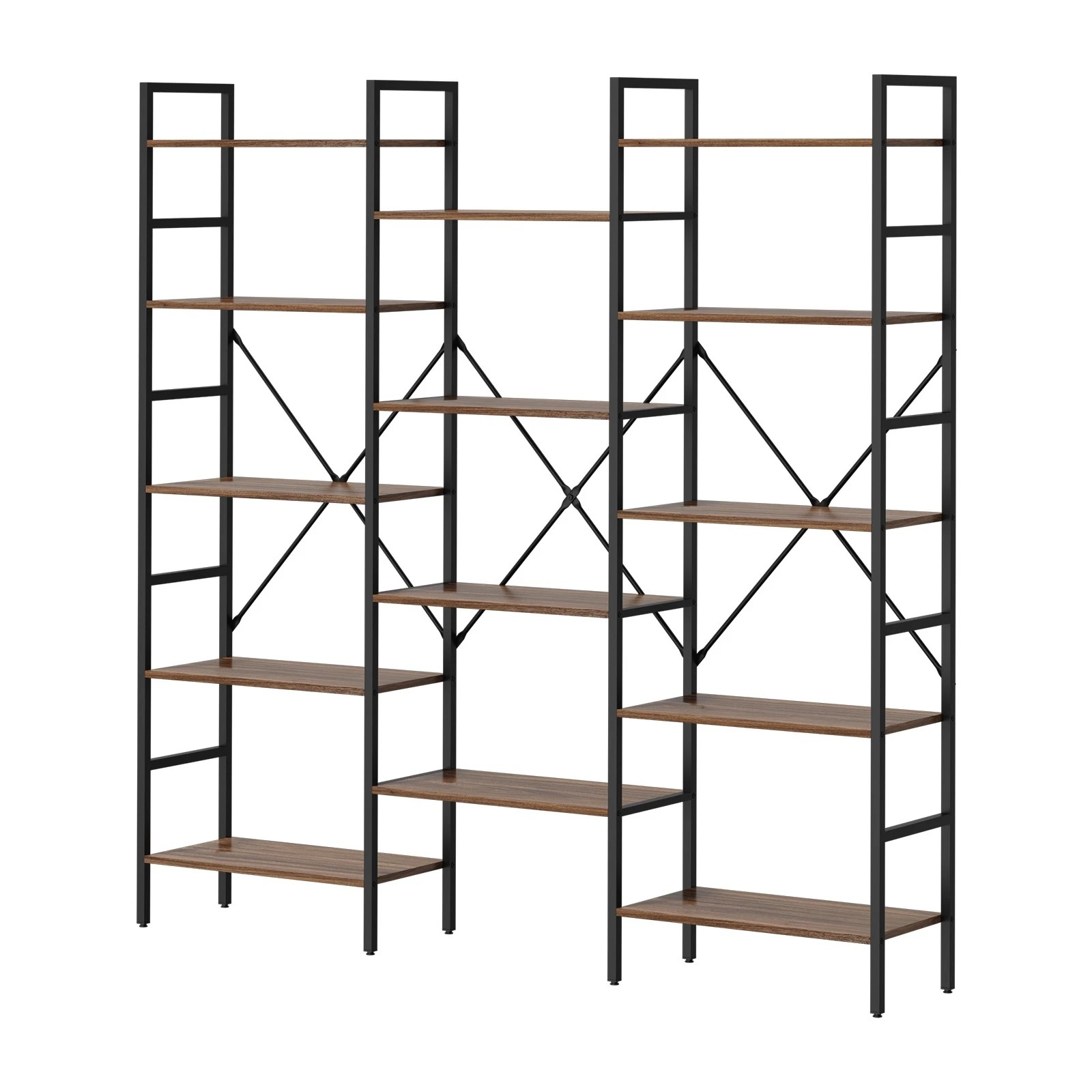 1 Oikiture 14 Tier Display Shelf Stand Bookshelf Metal Storage Industrial 1.76m - Brown, 1 of 9
