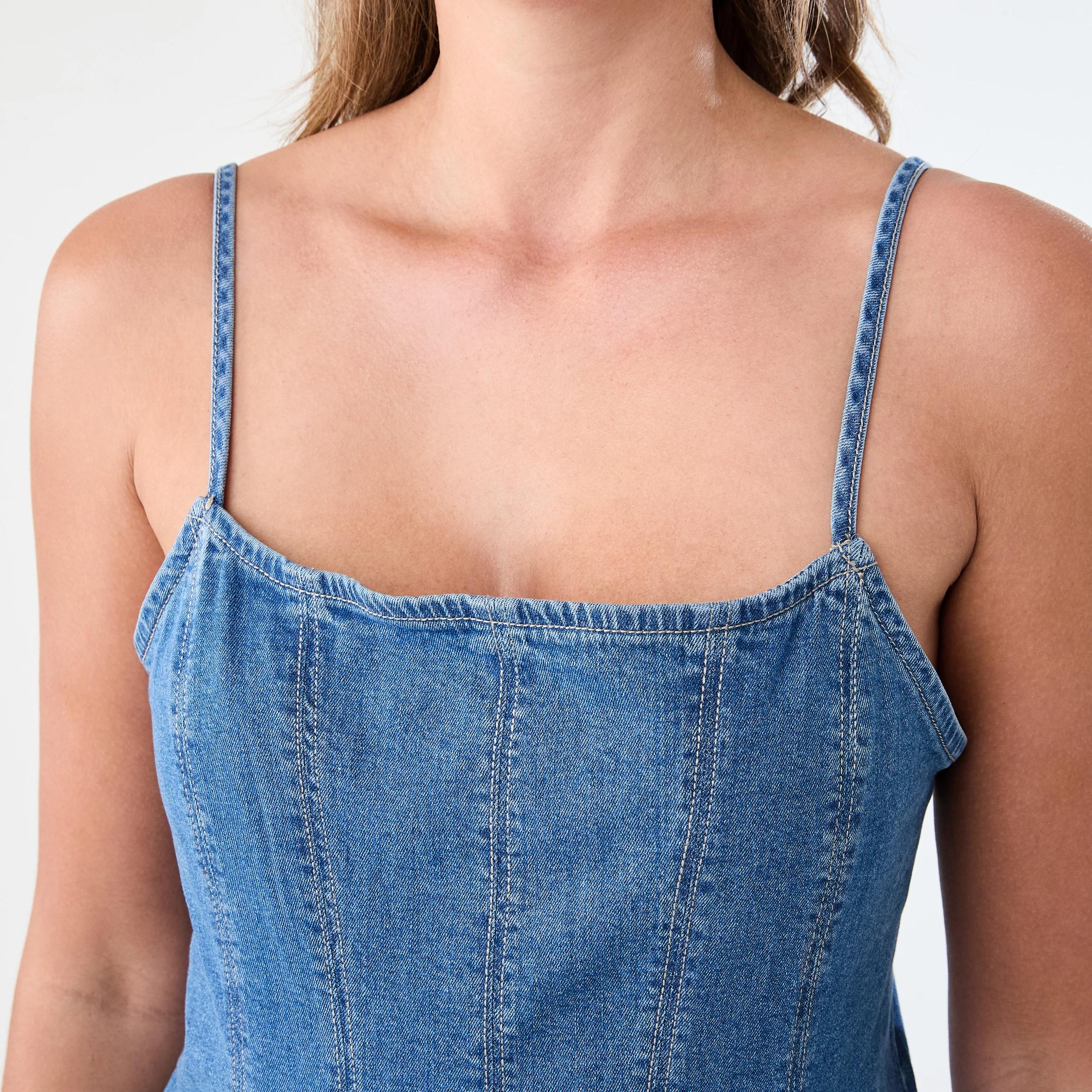 5 Sleeveless Denim Swing Maxi Dress Light Wash, 5 of 7
