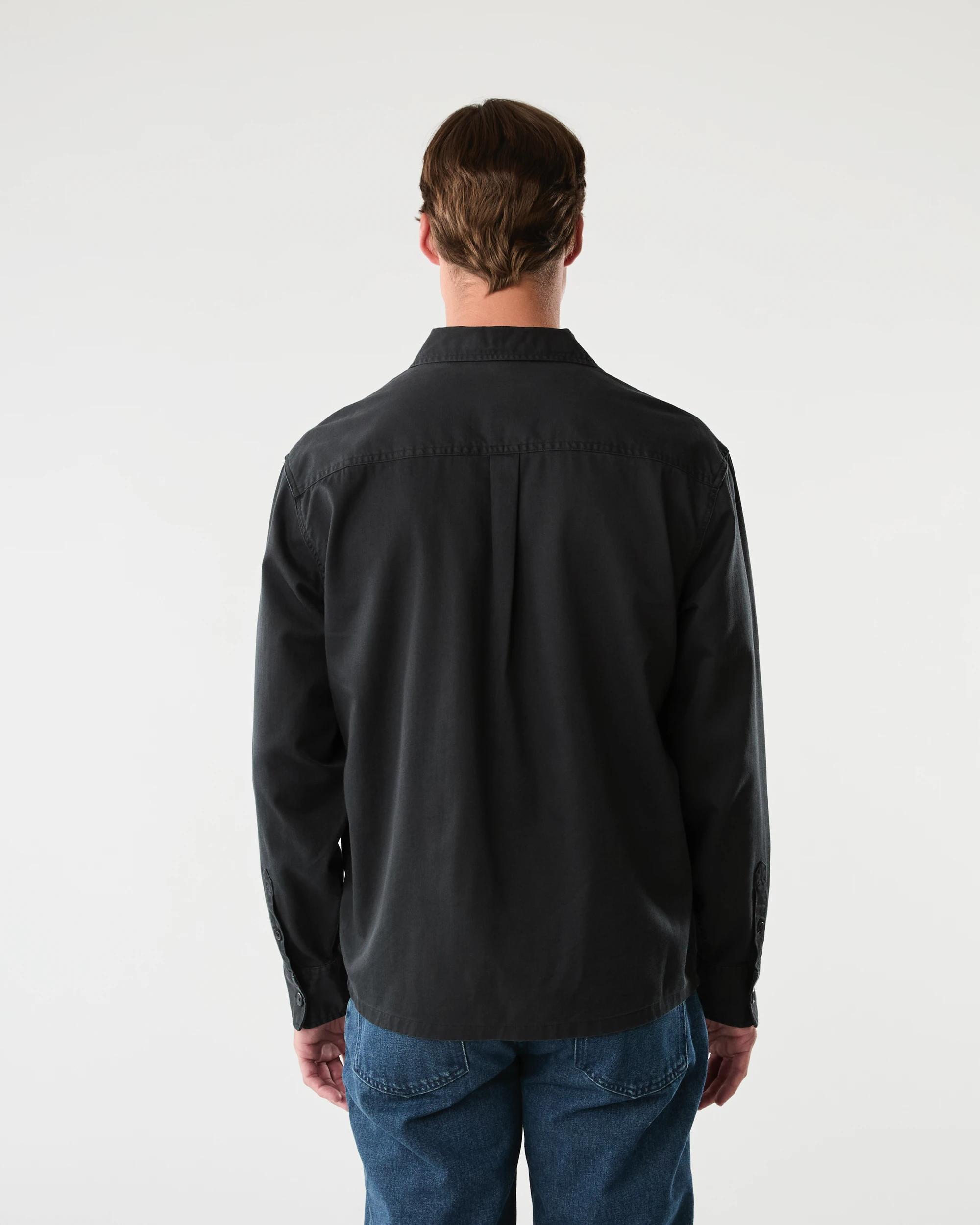 3 Long Sleeve Twill Overshirt Black, 3 of 7