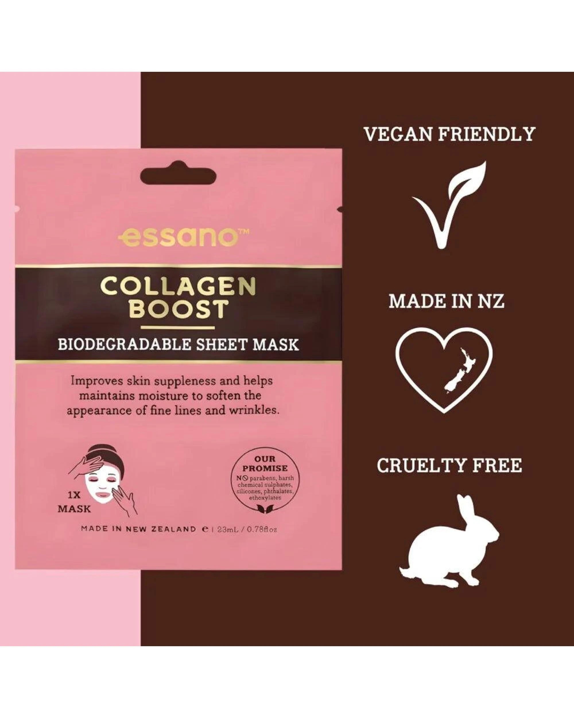 5 12 x Essano Collagen Boost Biodegradable Sheet Face Mask 23mL, 5 of 5