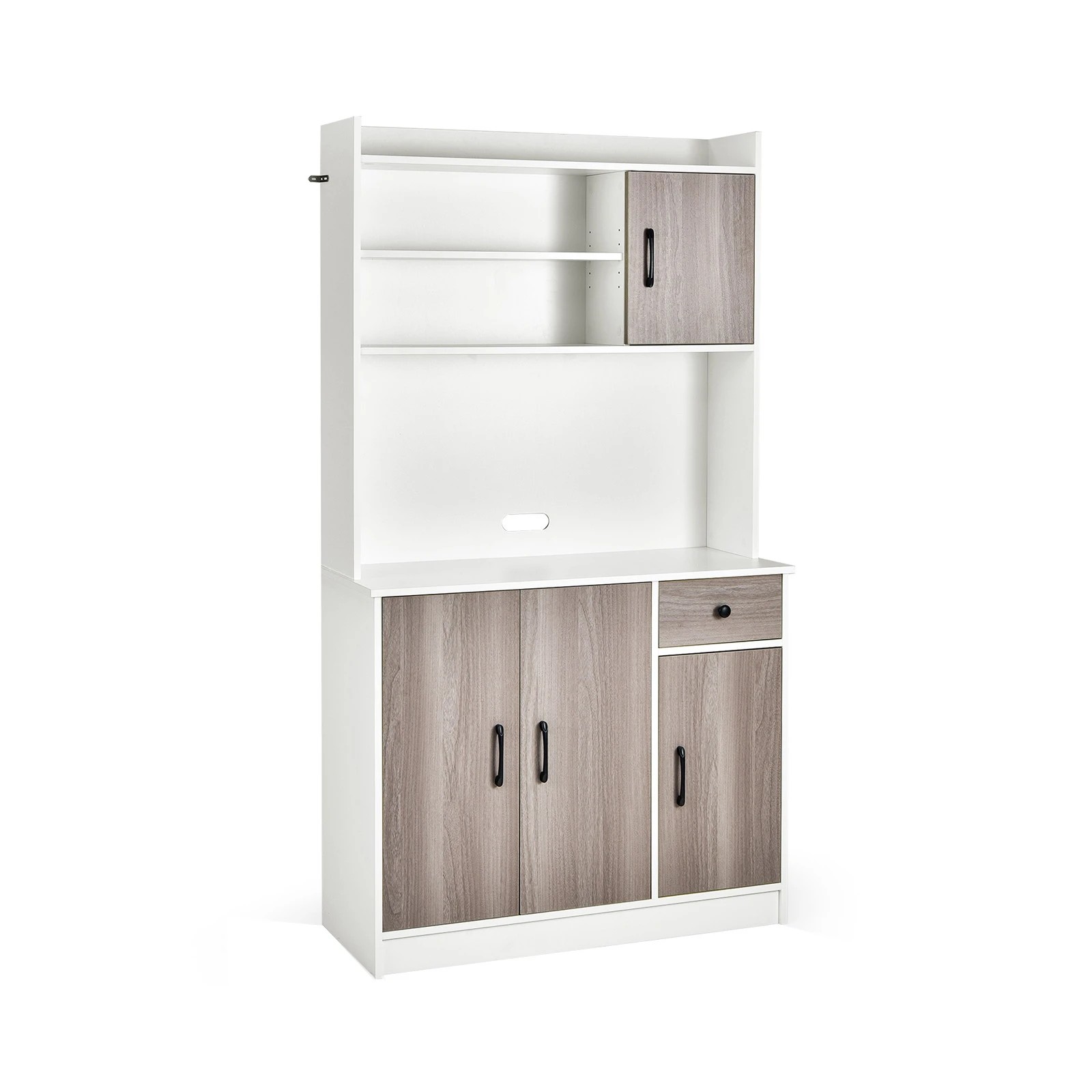 1 Costway 3 Door Multipurpose Cupboard Pantry Linen Storage Kitchen Bathroom Laundry White - White, 1 of 3