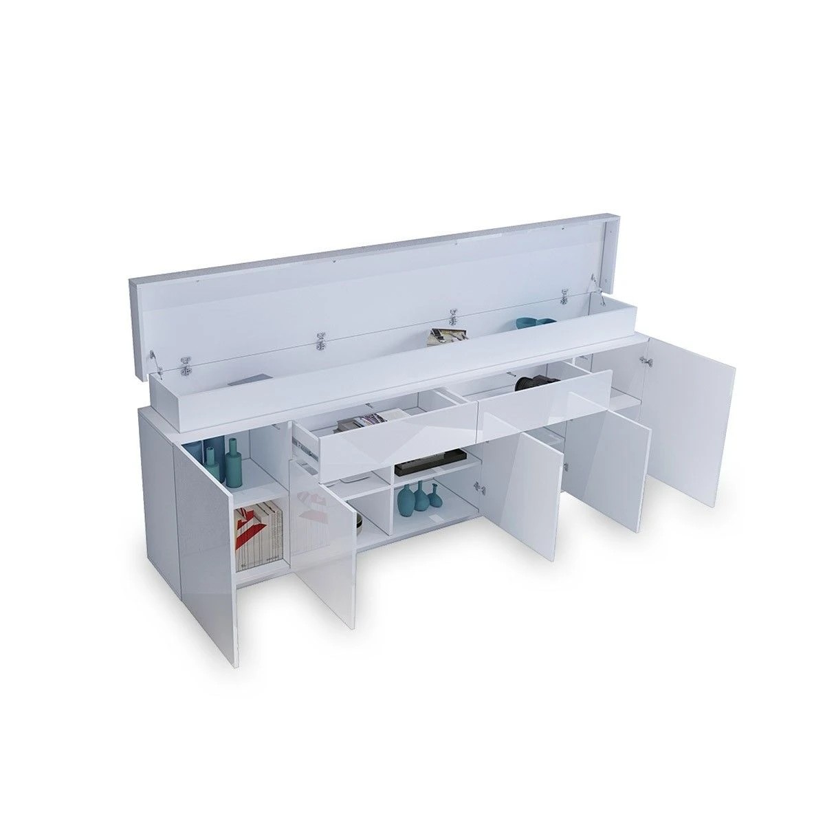 6 AUSWAY 180cm Wood Sideboard Cabinet 5 Doors Storage Buffet Table, 6 of 7