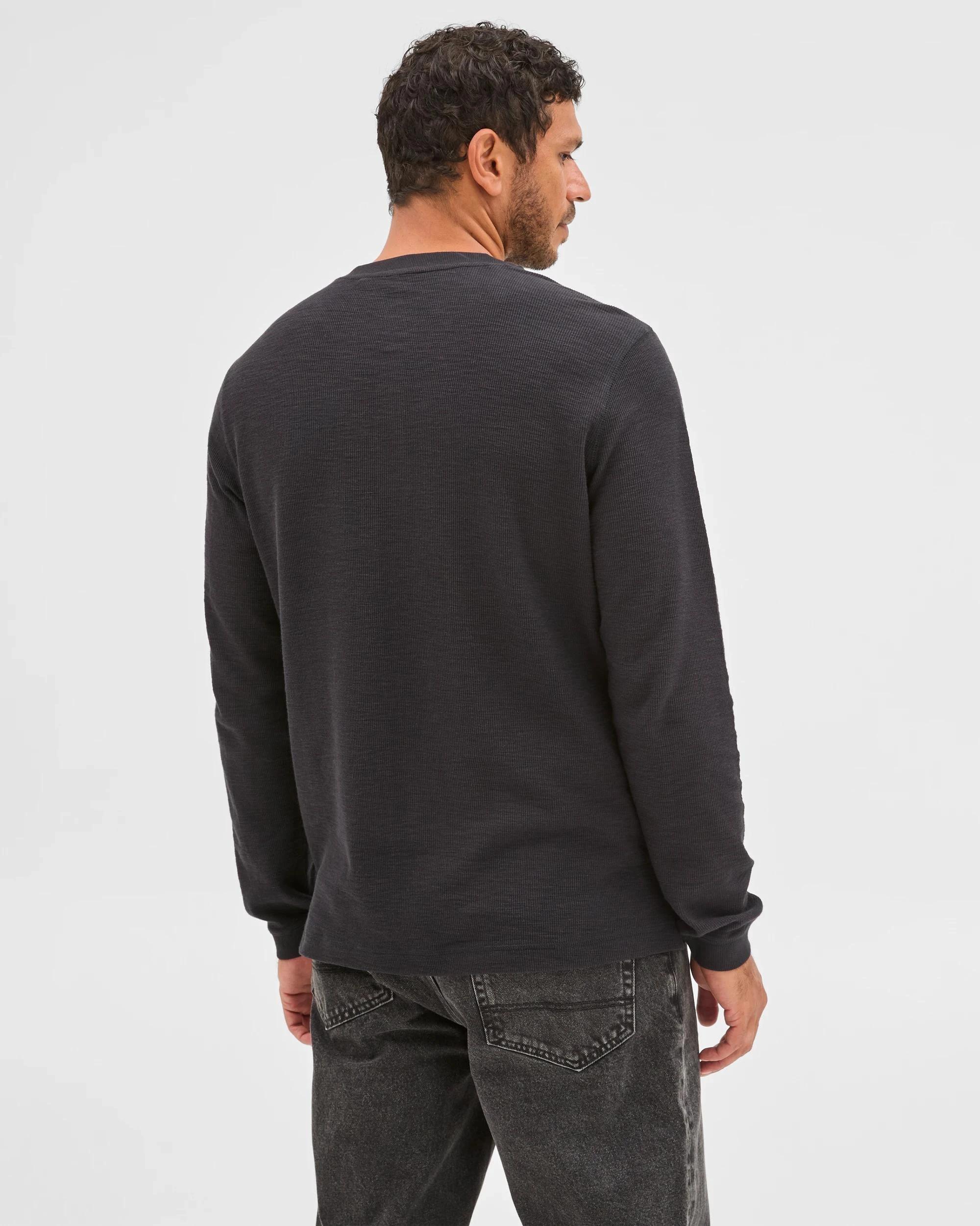 5 Target Australian Cotton Waffle Henley T-Shirt BLACK MARLE, 5 of 5