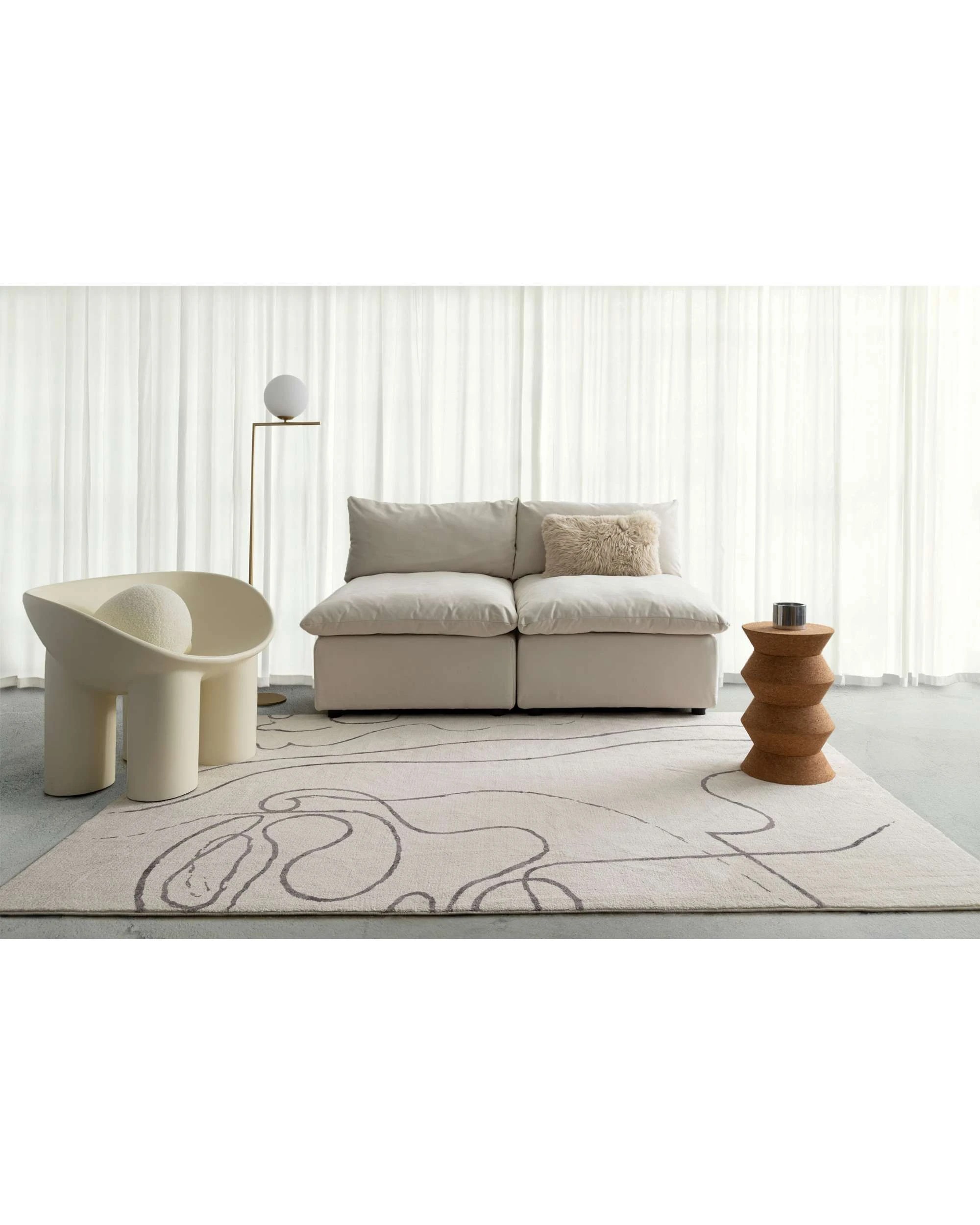 2 Loopsie Turey Abstract Washable Rug-180cm x 120cm - Beige, 2 of 7