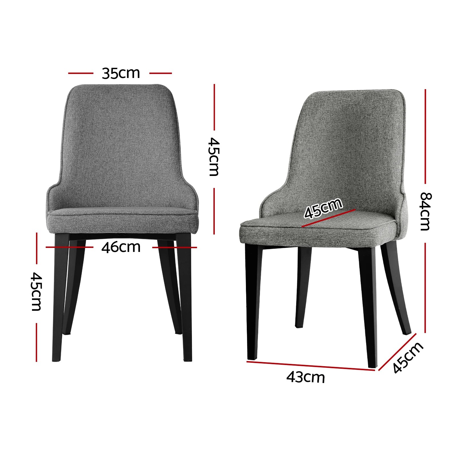 2 Artiss Dining Chairs Set of 4 Linen Fabric - Grey, 2 of 5