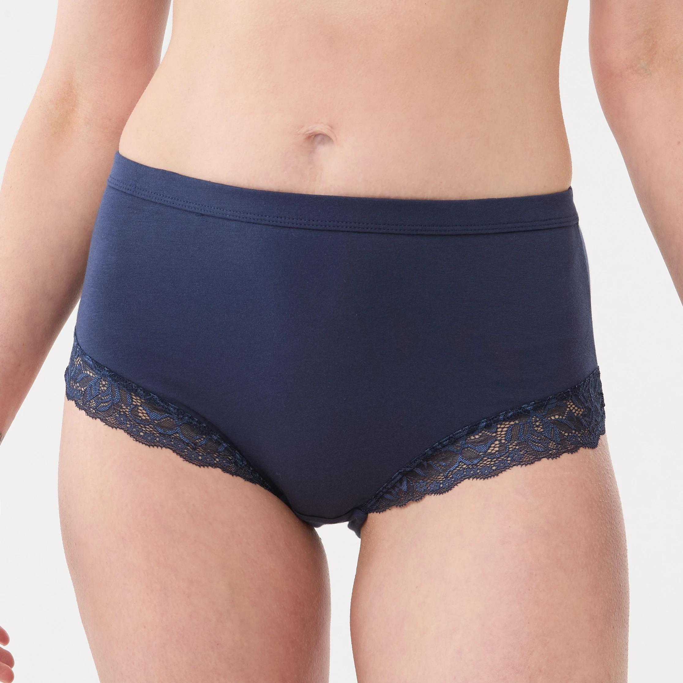 3 3 Pack Lace Trim Cotton Full Briefs BRIGHT LAVENDER, CLOUD DANCER, DEEP NAVY, 3 of 8