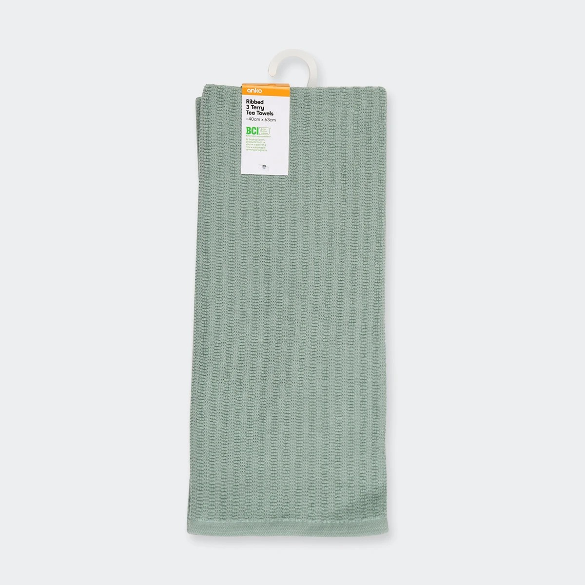 6 3 Pack Ribbed Sage Terry Tea Towels, 6 of 6