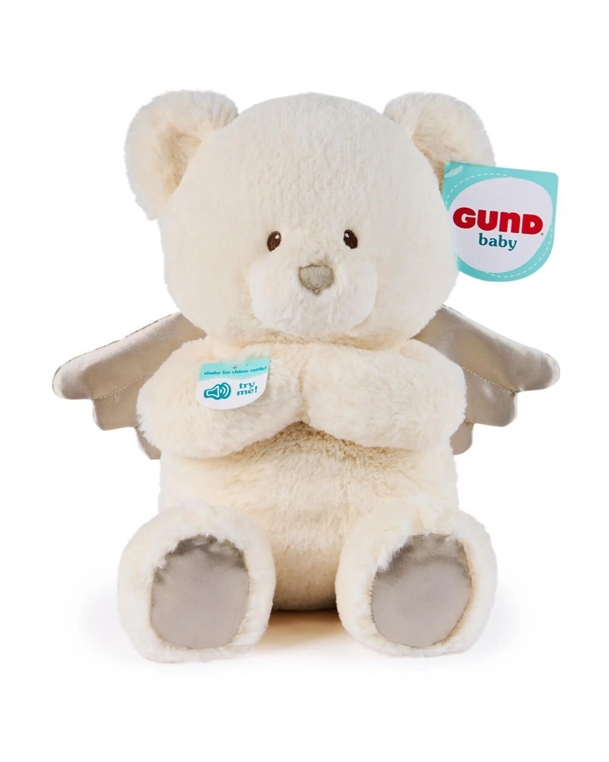 1 Gund Spiritual Plush Bear with Chime 28cm Plush - White, 1 of 3